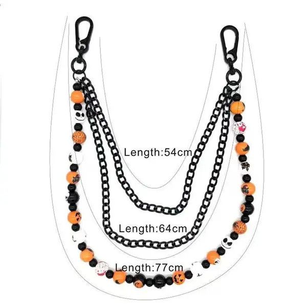 Jewelry Halloween Beaded Chain Wallet Accessory, Black Orange Size ONE SIZE - 8 Thumbnail