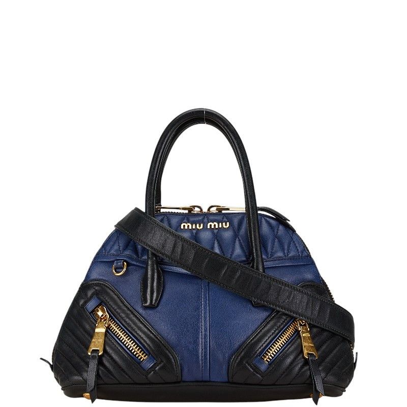 Miu Miu Miu Miu MIU MIU Biker Leather 2way Bag Blue Black Miu Miu Miu Miu MIU MIU Biker Leather 2way Bag Blue Black