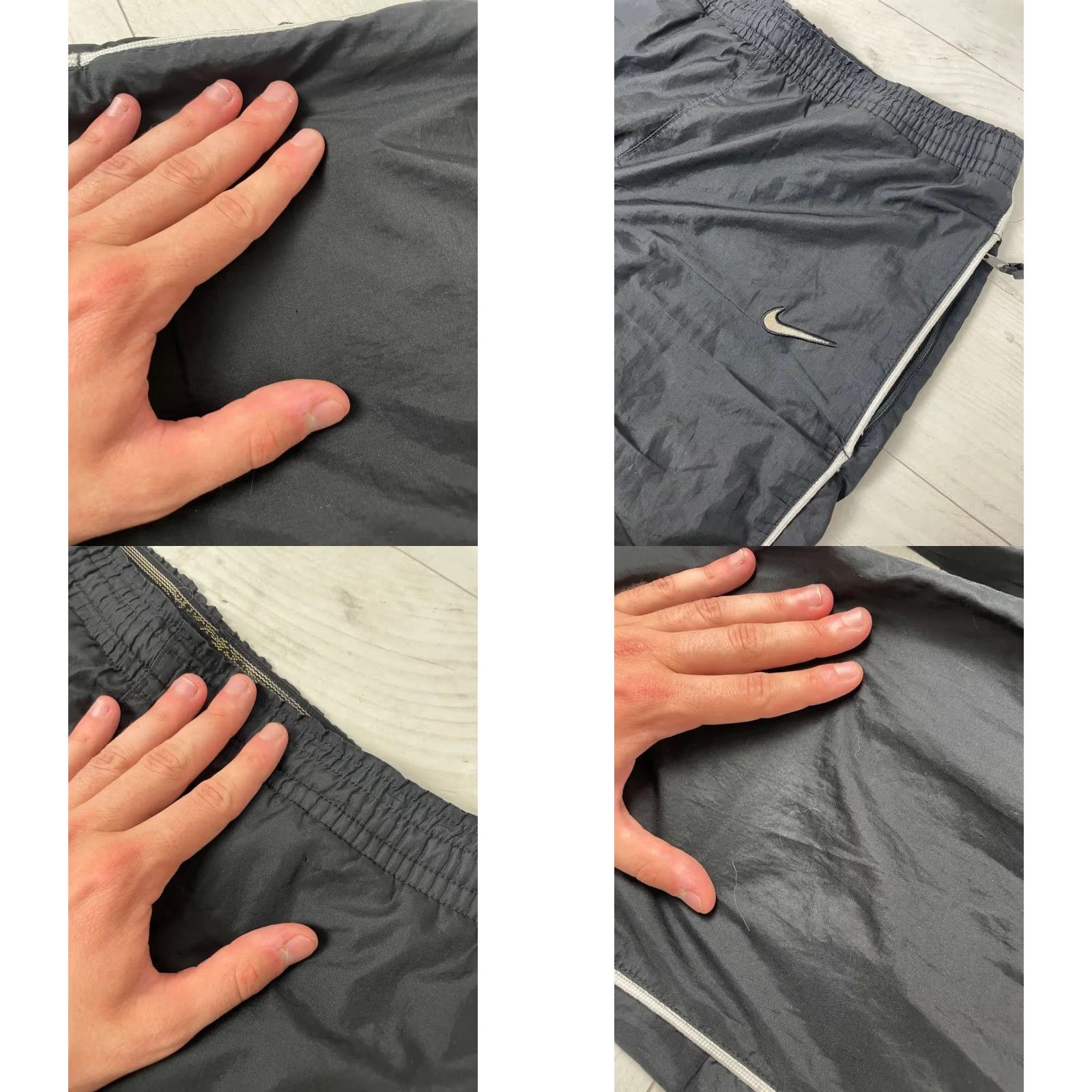 Nike VINTAGE Nike Nylon Track Pants 90s Swoosh Striped Track Pants Men S Black 90s Nike Mens XS? Size US 29 - 8 Thumbnail