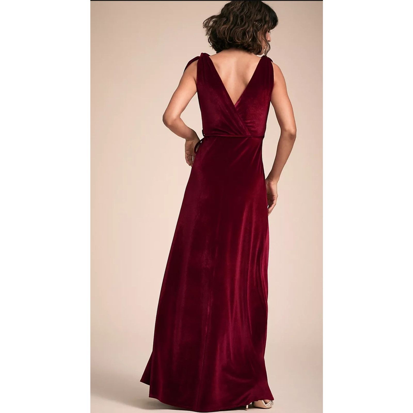 Anthropologie New Anthropologie BHLDN Rosaura Dress VELVET Wrap Maxi Wine Size L / US 10 / IT 46 - 2 Thumbnail