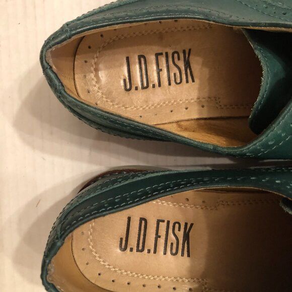 J.D. Fisk J.D.fisk men's dark green leather lace up Oxford shoes sz:10 Size US 10 / EU 43 - 4 Thumbnail