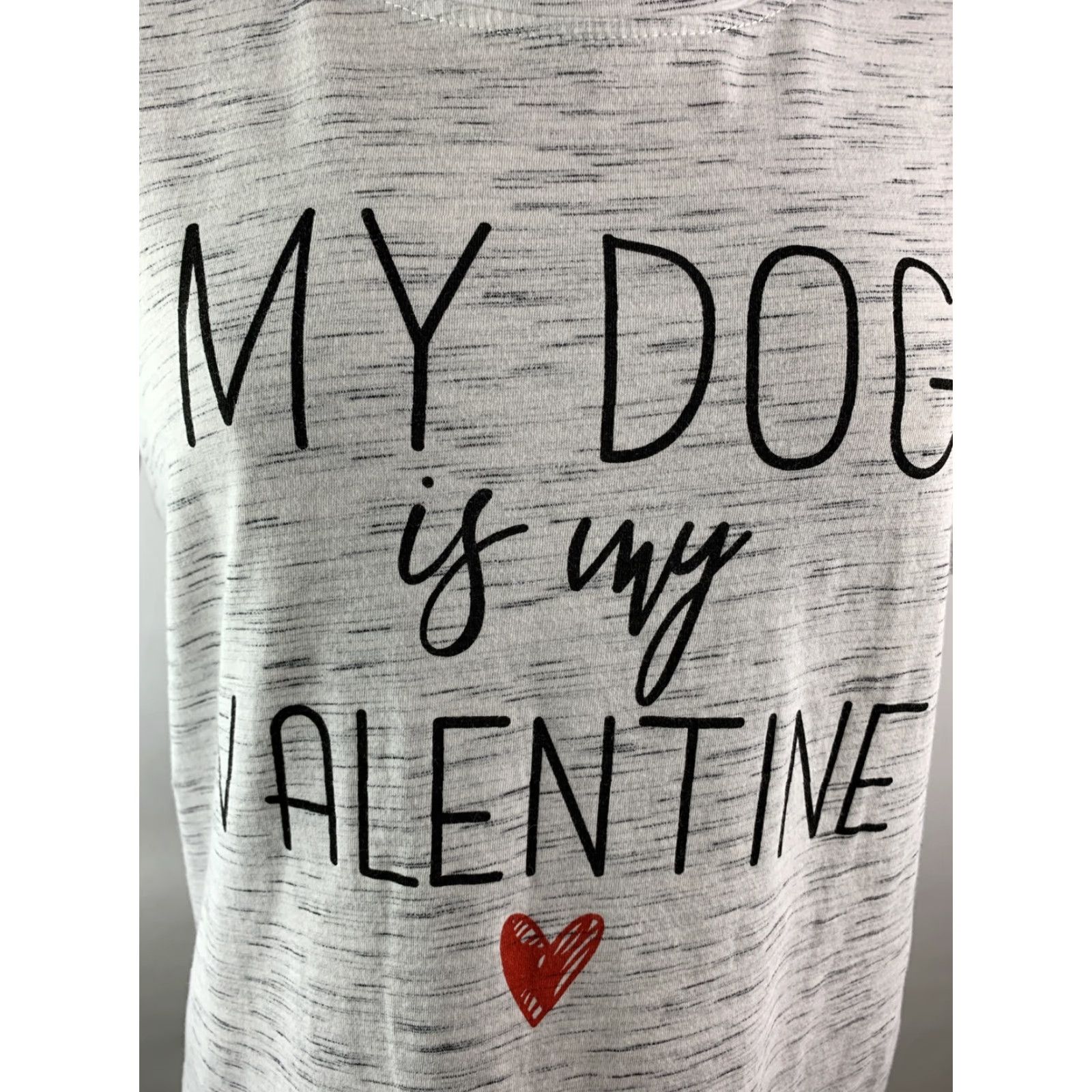 Vintage VINTAGE Small Women's T-shirt Gray "My Dog is My Valentine" Short Sleeve Cotton Blend Size S / US 4 / IT 40 - 5 Thumbnail