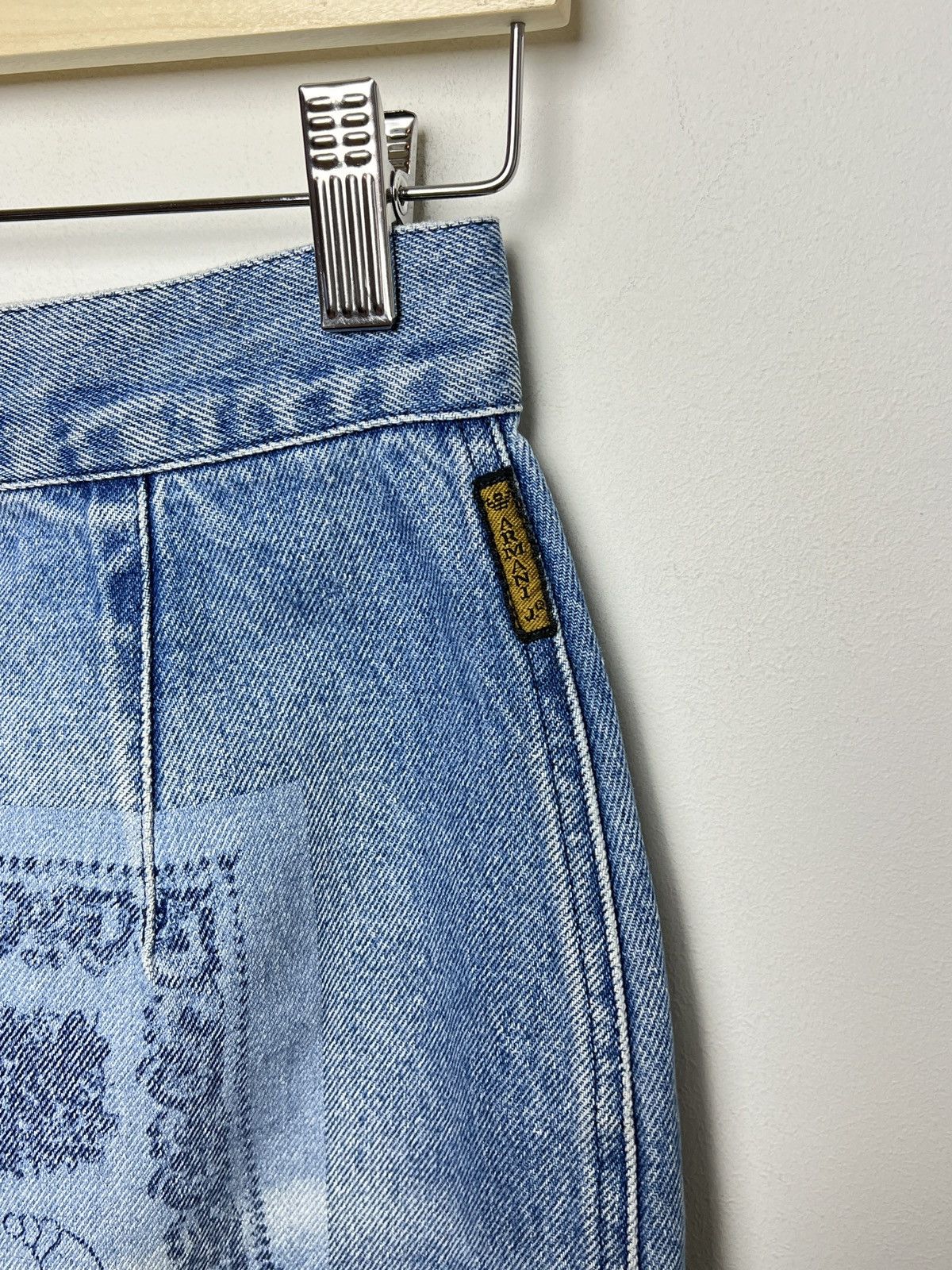 Armani armani shrooms croissants printed denim midi skirt y2k Size 32" / US 10 / IT 46 - 6 Thumbnail