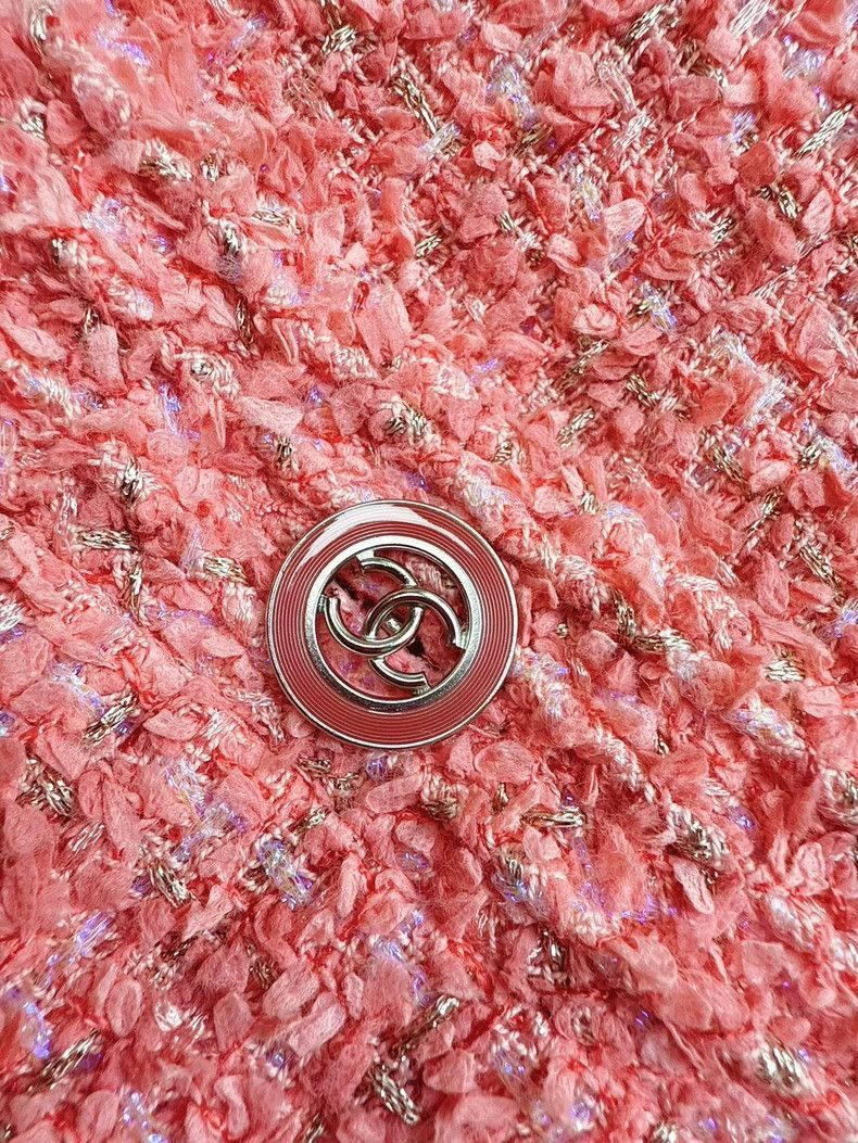 Other Chanel Pink Tweed Round Neck Jacket Size L / US 10 / IT 46 - 5 Thumbnail