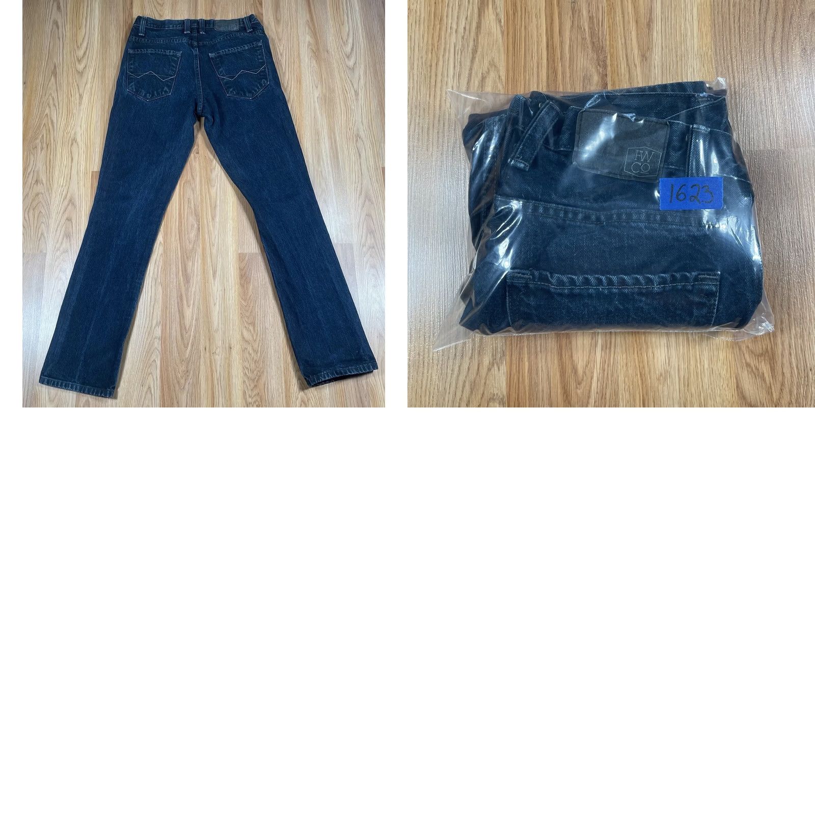 Denime Freeworld Co. Jeans Mens 30Wx31L Skinny Dark Blue Wash Denim Pants Size US 30 / EU 46 - 10 Thumbnail
