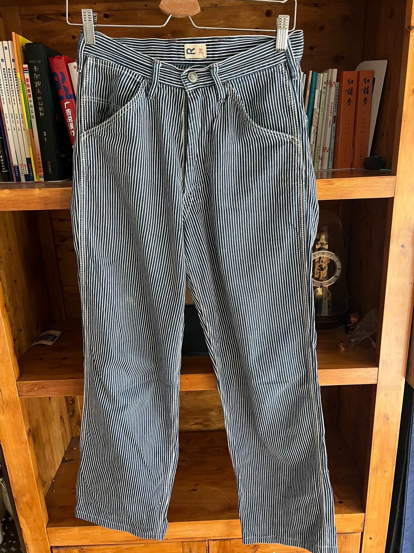 Other Women's Japanese Indigo-Stripe High-Waist Relaxed Jeans 29 Size 29" - 4 Thumbnail
