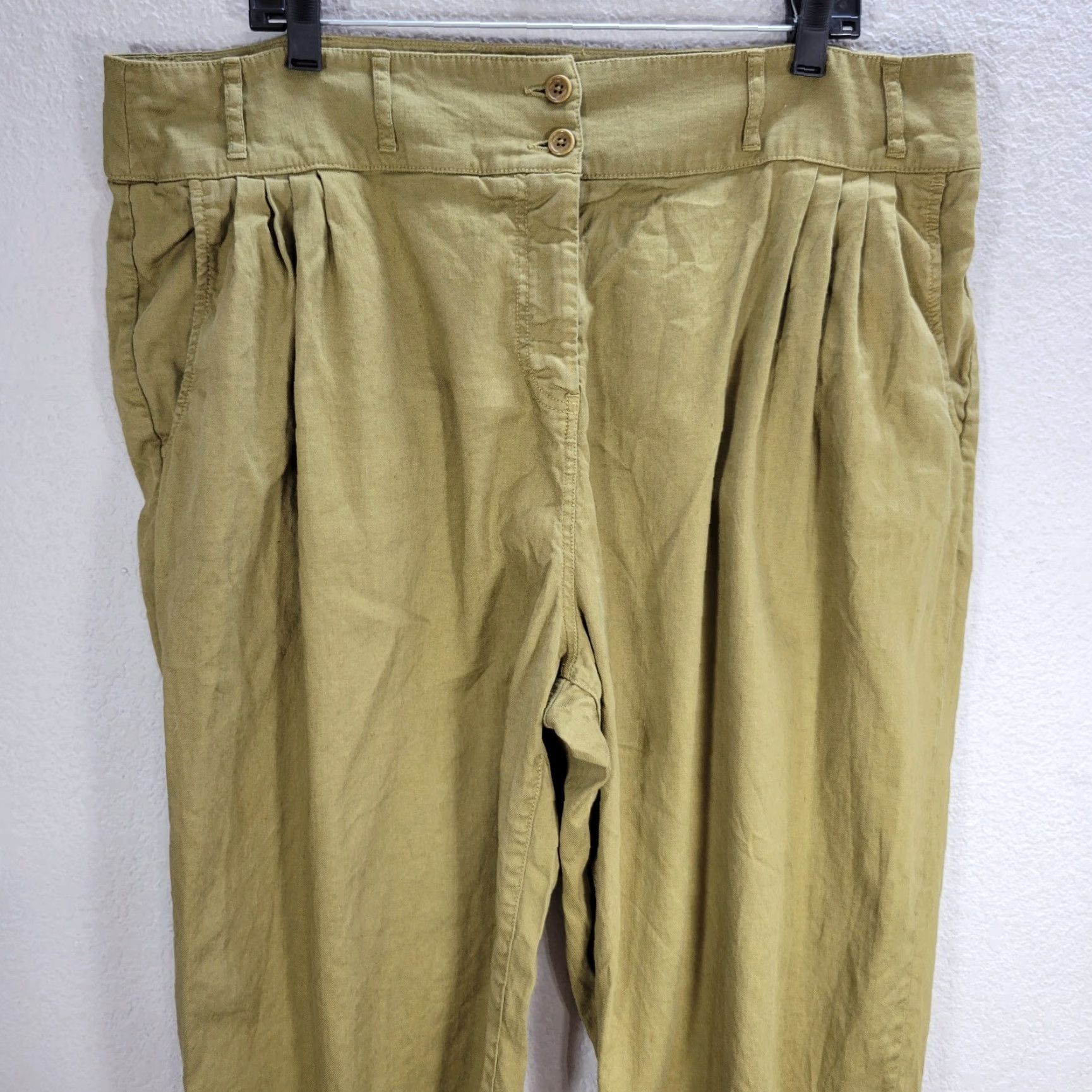 Vintage Poetry Women's Pants Tapered Linen Relaxed Pleated Front Pockets Casual Waist 40 Brown Linen Poetry Womens Pants W40 Inseam 29 Ankle Casual Size 27" / US 4 / IT 40 - 4 Thumbnail