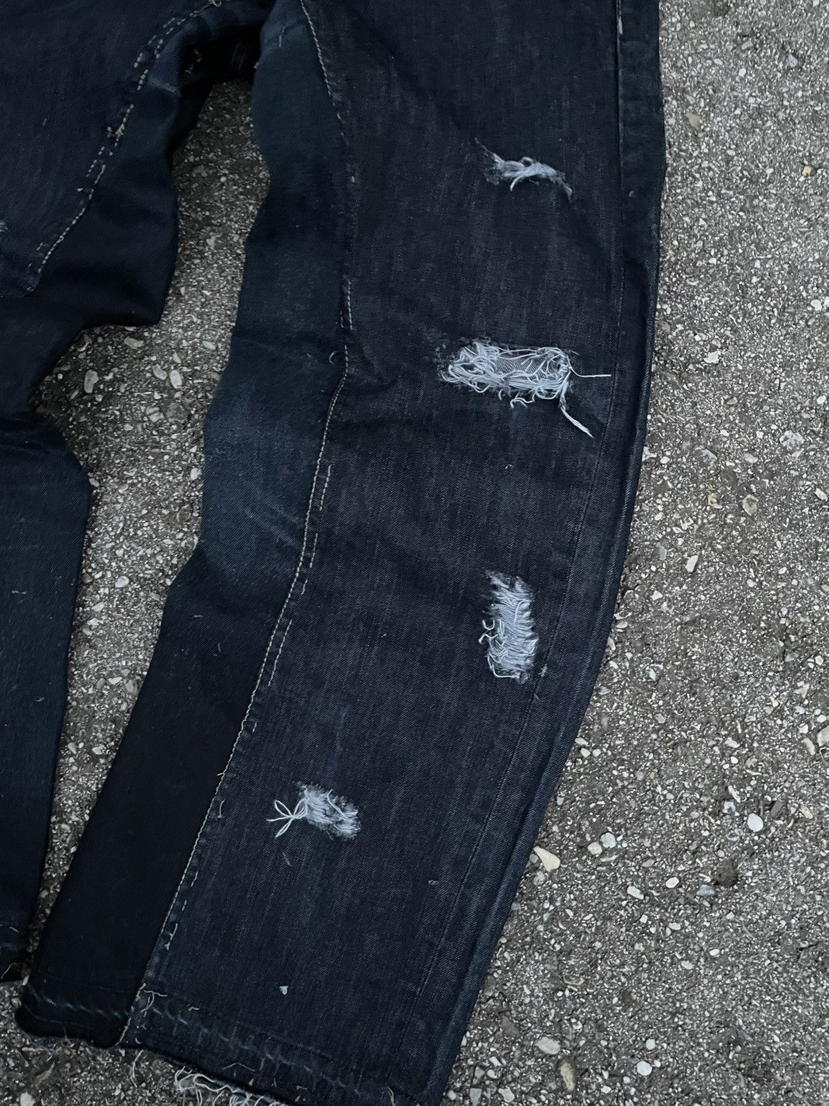 Japanese Brand Custom baggy distressed jeans blue Size US 33 - 5 Thumbnail