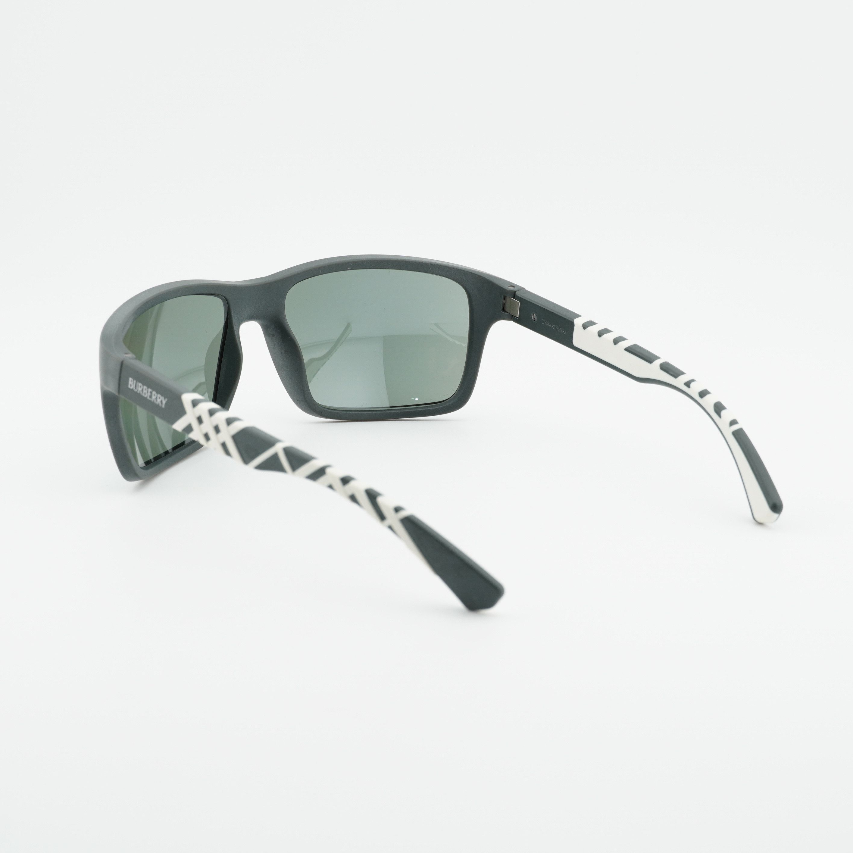 Burberry Burberry BE4483 42326R Sunglasses Green/White Rectangle Fram Size ONE SIZE - 4 Thumbnail