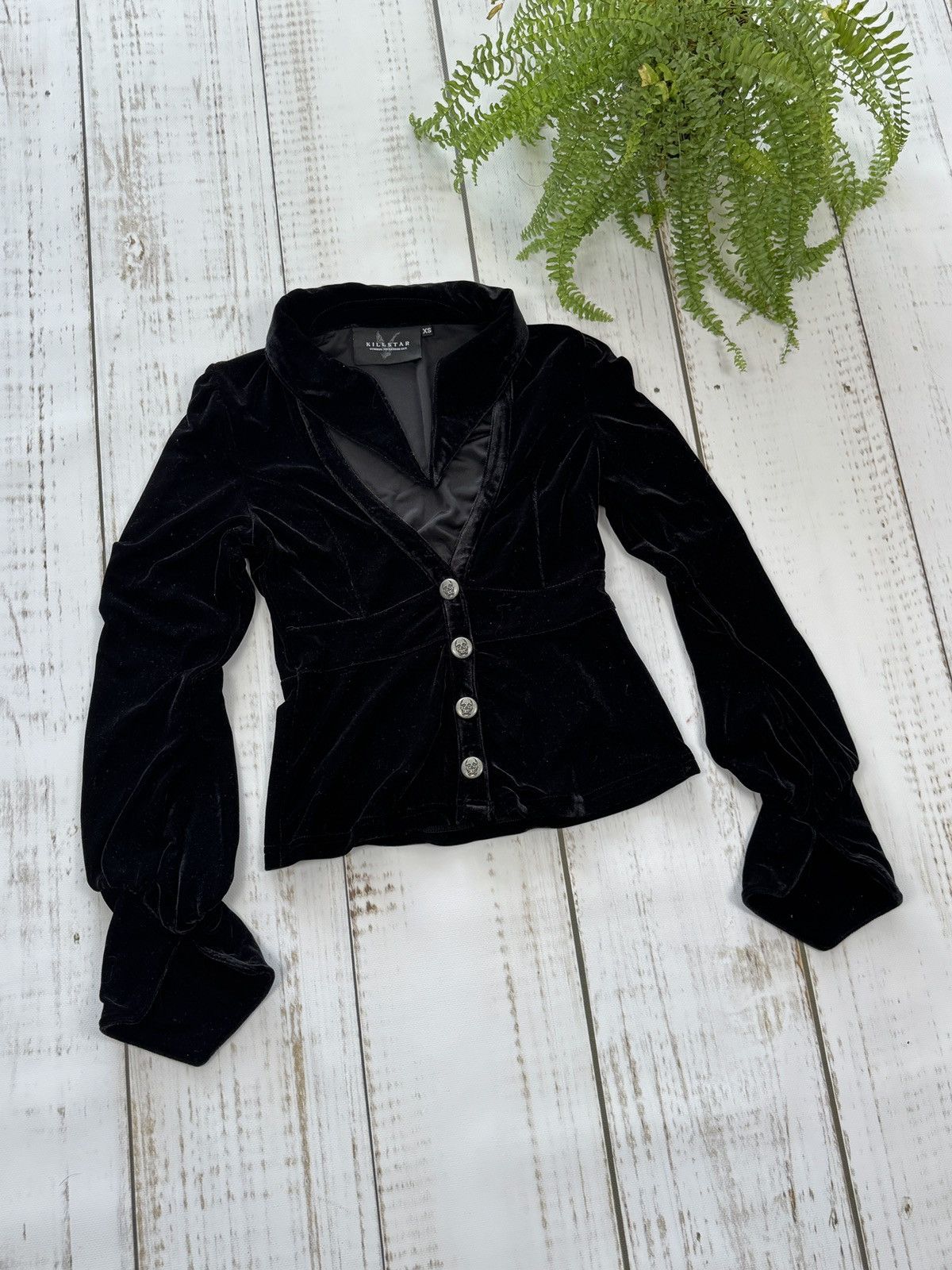 Killstar Killstar Velvet Blouse Gothic Avant Garde Affliction Size S / US 4 / IT 40 - 1 Thumbnail