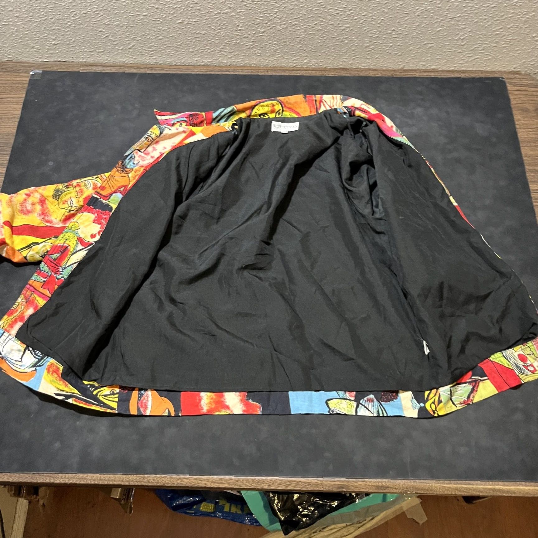 VINTAGE Kaktus Picasso Jacket Bomber Multicolor Geometric Linen 