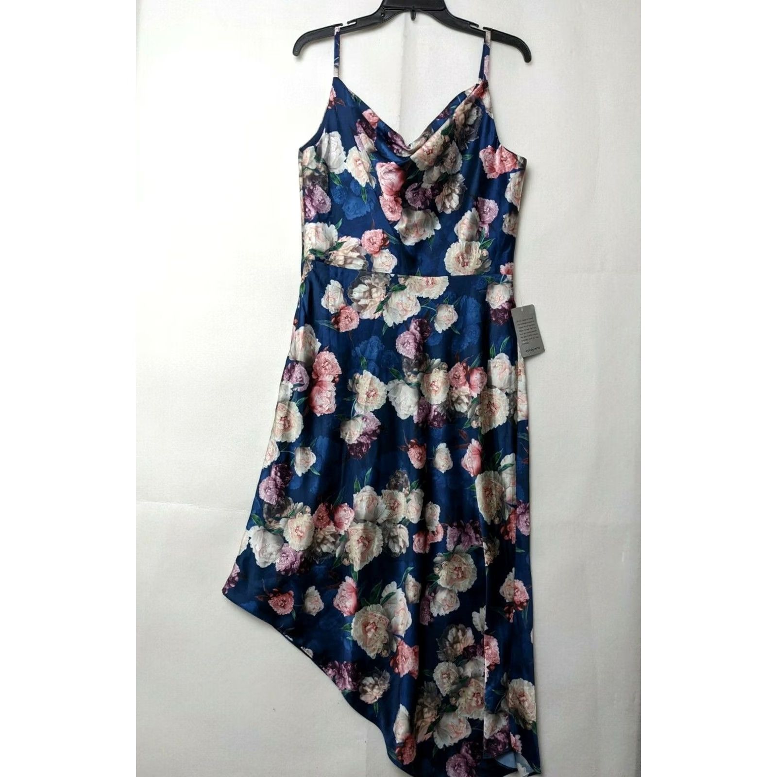 Vintage Chi Chi London Women's Midi Cami Floral Rose Print Dress Sz UK 10 US 6 Blue Sleeveless A-Line Casual Size M / US 6-8 / IT 42-44 - 3 Thumbnail
