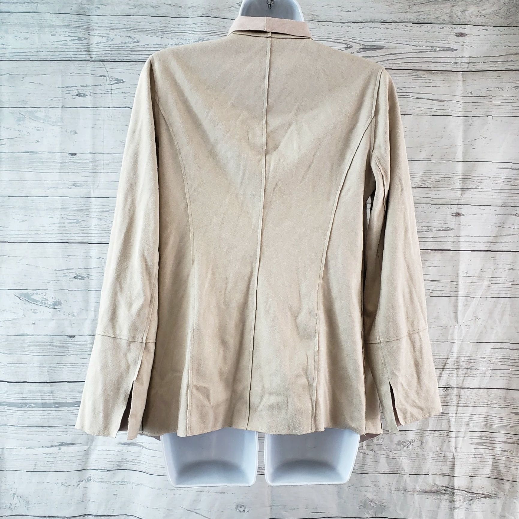 Vintage Chicos Travelers Womens Faux Suede Cardigan Sz 0/2 Beige Pink Long Sleeve Size XS / US 0-2 / IT 36-38 - 4 Thumbnail