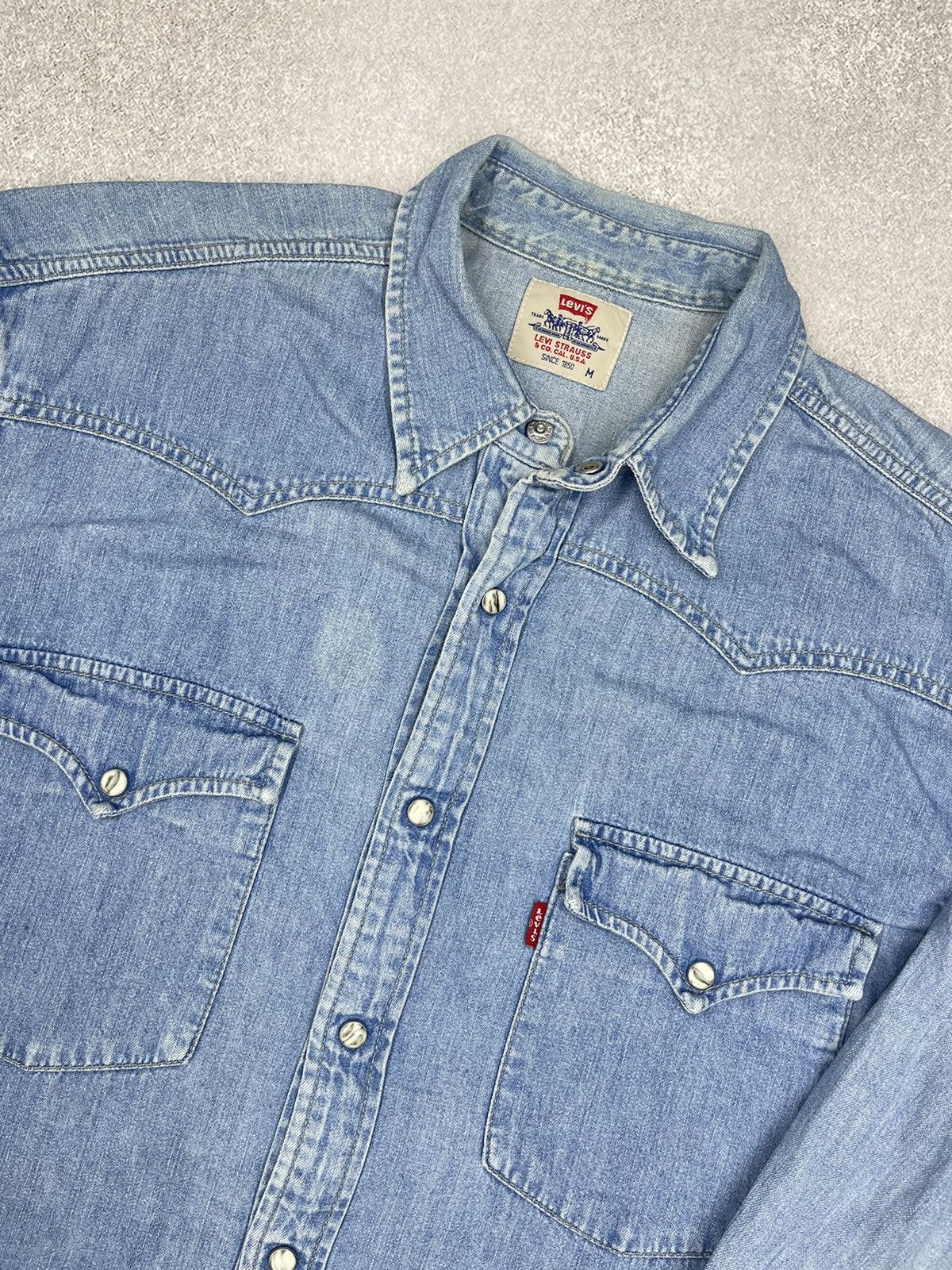 Levi's × Levi's Vintage Clothing × Vintage Vintage Levis Strauss Denim Shirt Blue Y2K Drill Size US M / EU 48-50 / 2 - 4 Thumbnail