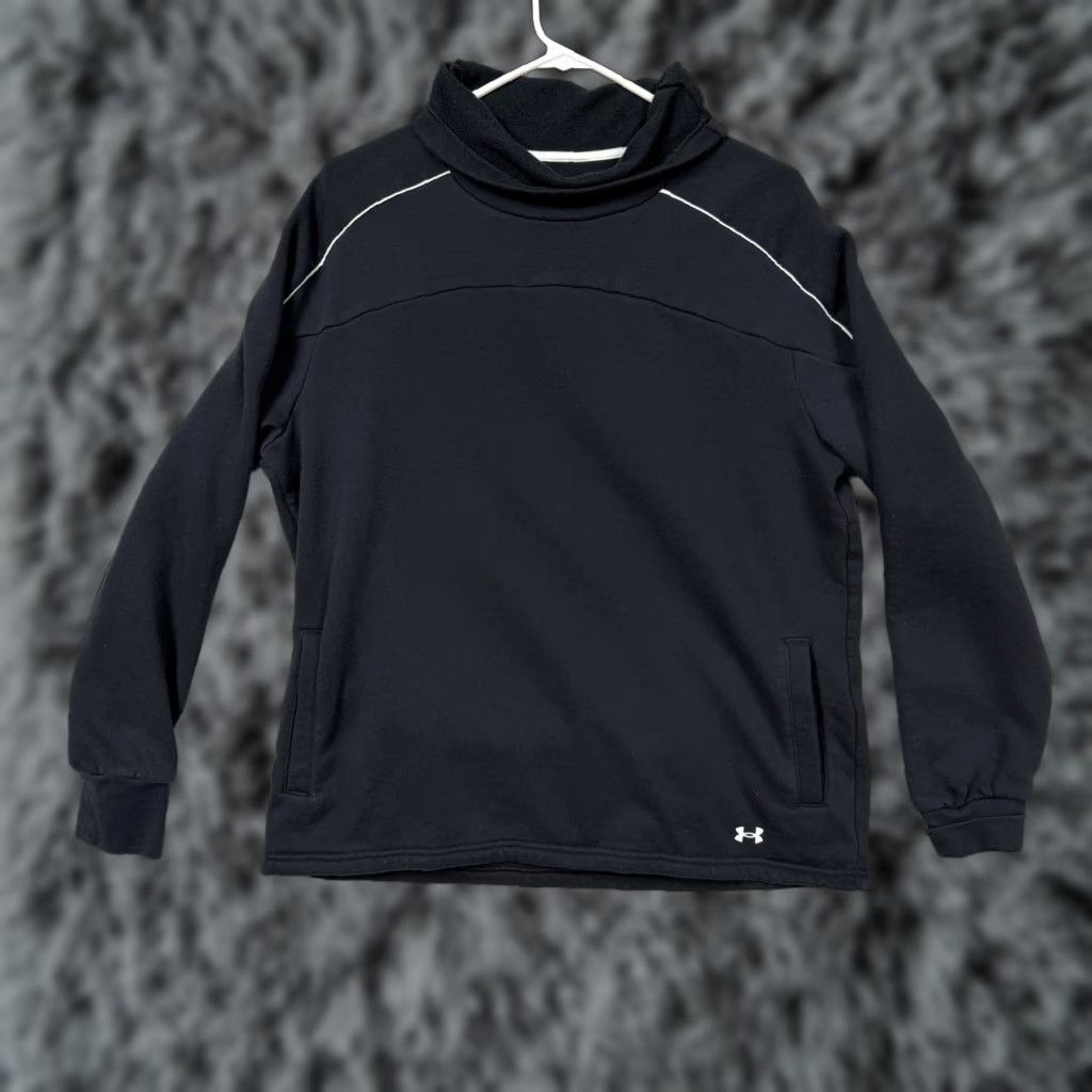 Under Armour Under Armour Sweatshirt Mens Large Black Funnel Neck Fleece Pullover Pullover Raglan Pockets Logo Casual Posterity? Size US L / EU 52-54 / 3 - 1 Thumbnail