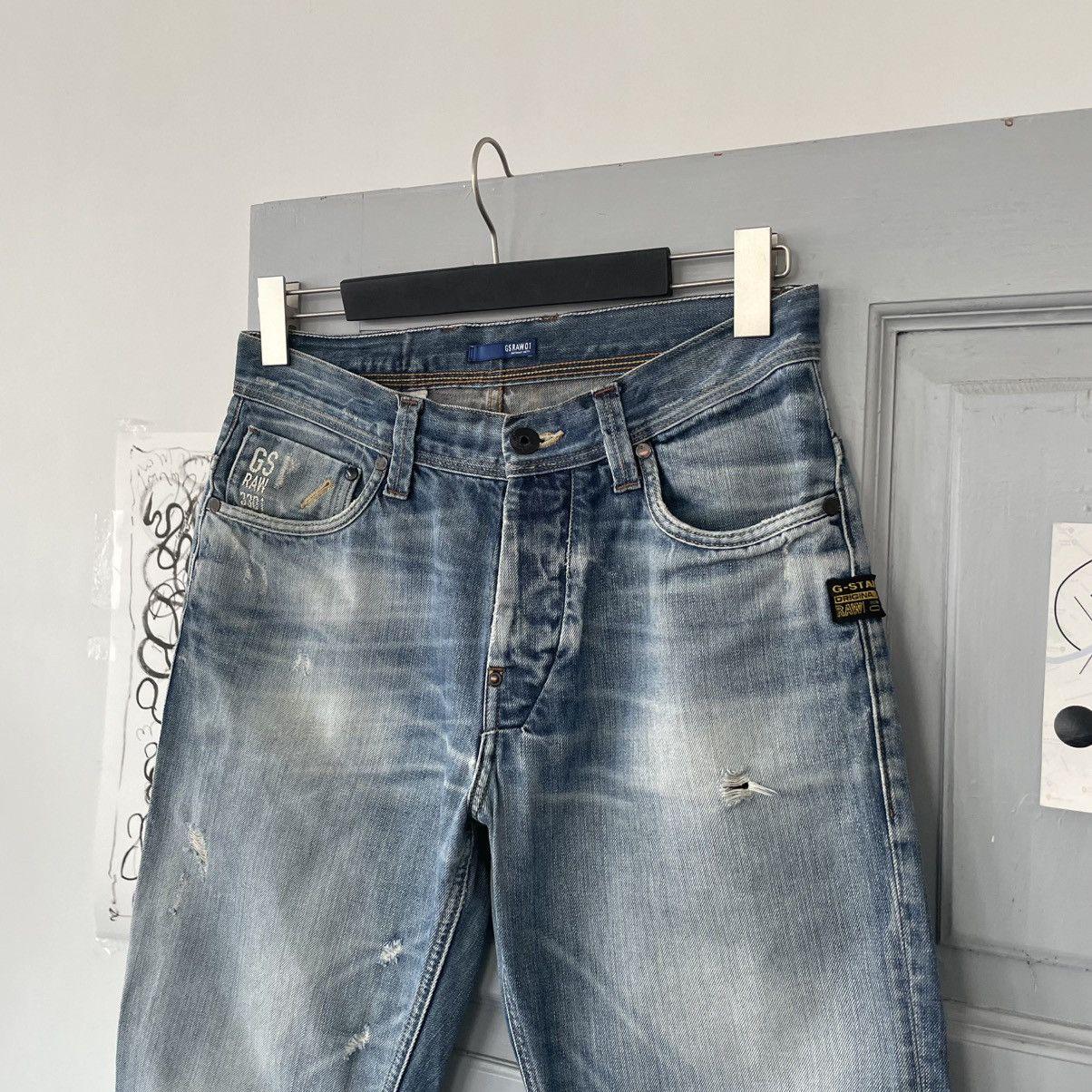 G-Star × Vintage Vintage 00’s G-star RAW Distressed Denim Pants Y2K Size US 32 / EU 48 - 3 Thumbnail