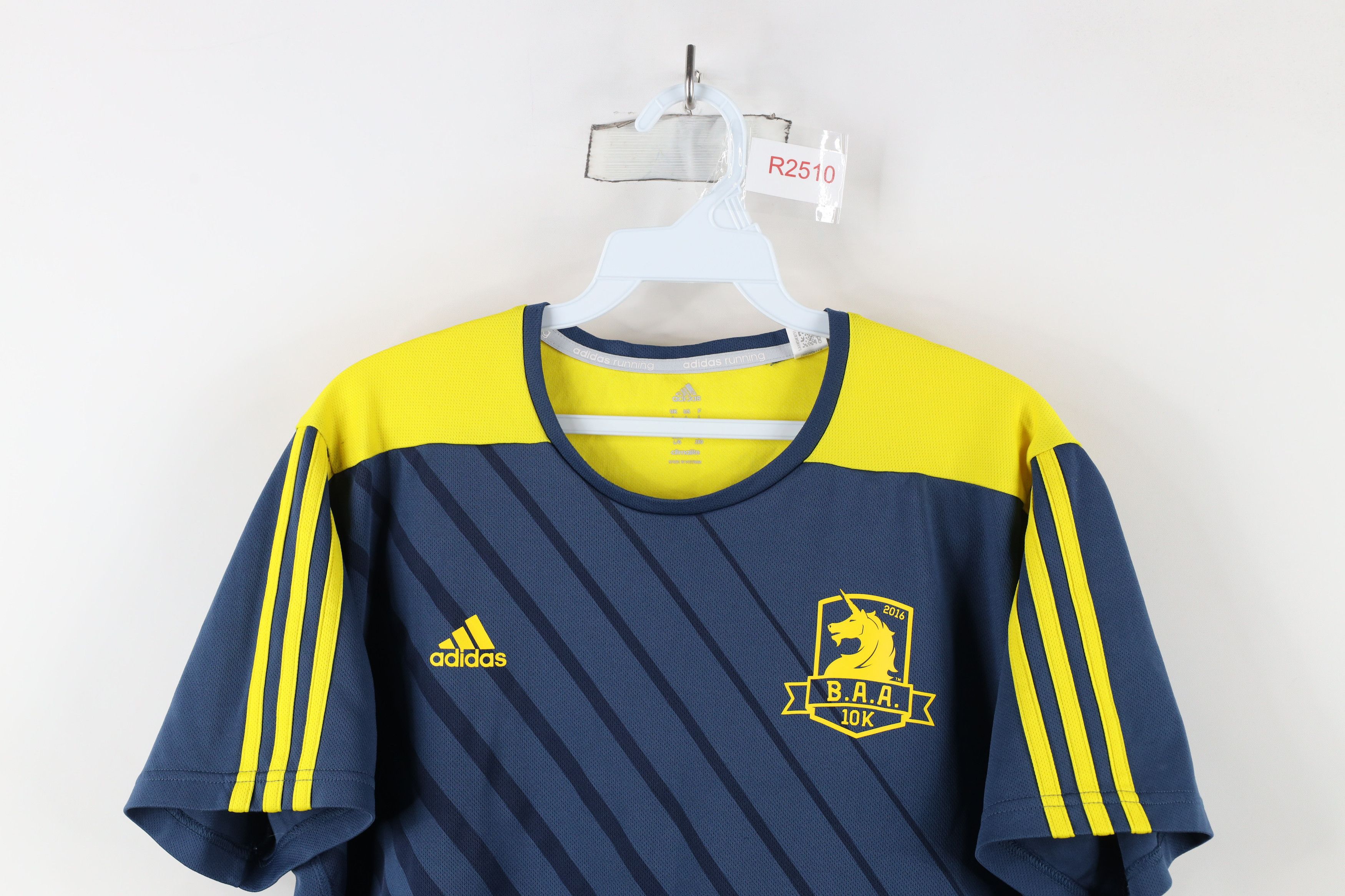 Adidas × Vintage Adidas Boston Marathon Striped Short Sleeve Running T-Shirt Size L / US 10 / IT 46 - 2 Thumbnail