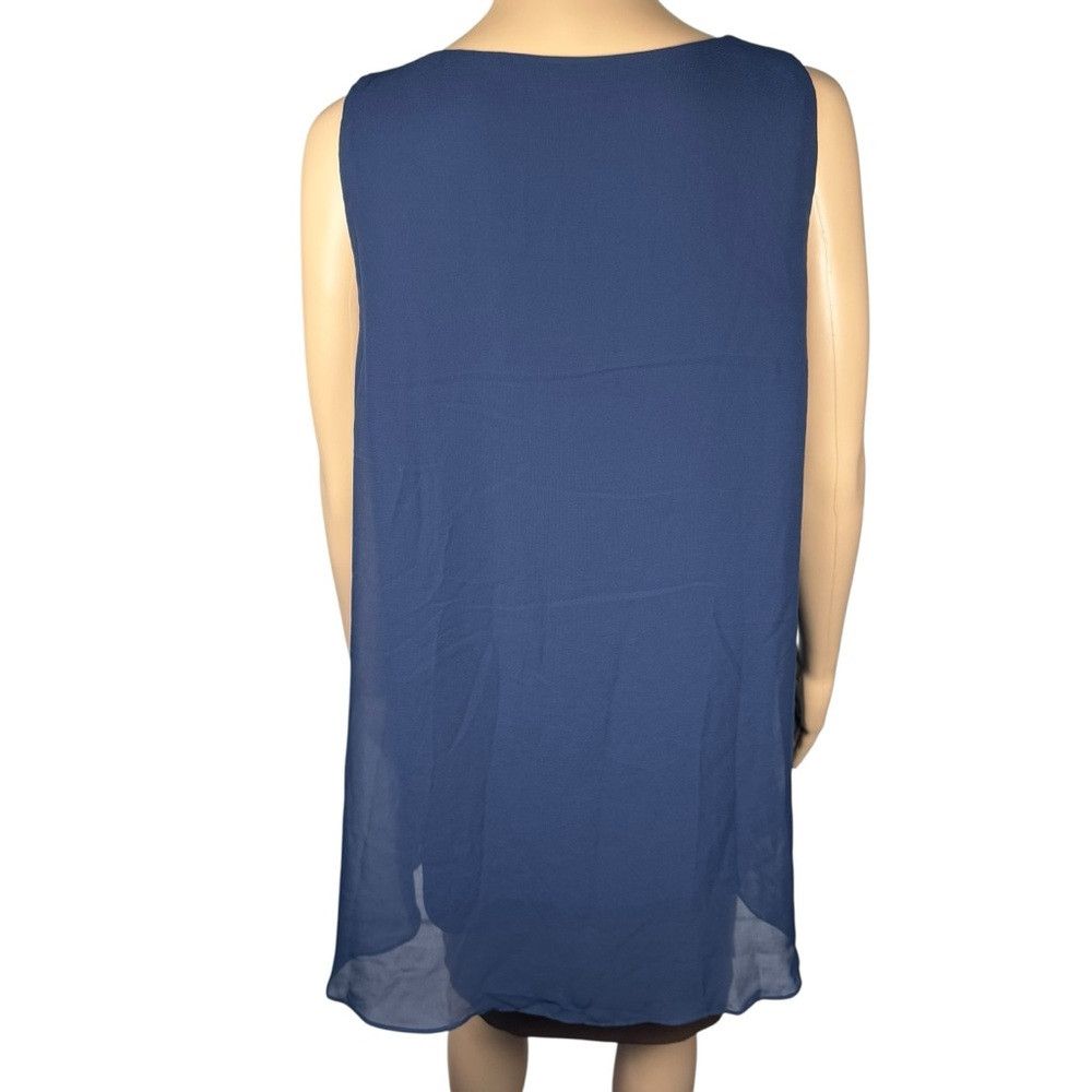 Alfani NWT New $70 Alfani Sleeveless Chiffon Tiered Sequins Navy T Size XL / US 12-14 / IT 48-50 - 4 Thumbnail