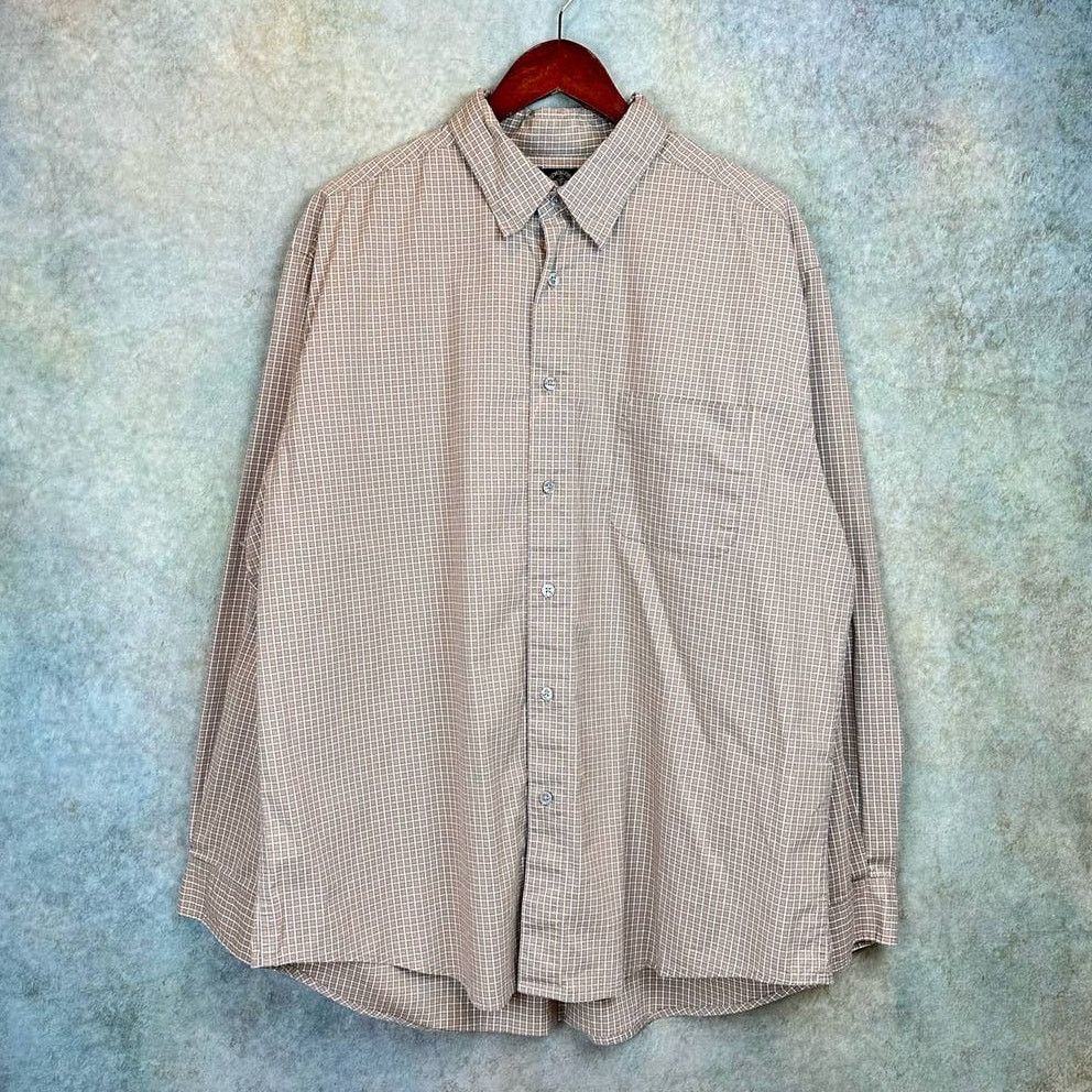 Dockers × Vintage Vintage 90s Dockers Flannel Shirt Sz XL Tan Plaid Collared Size US XL / EU 56 / 4 - 6 Thumbnail