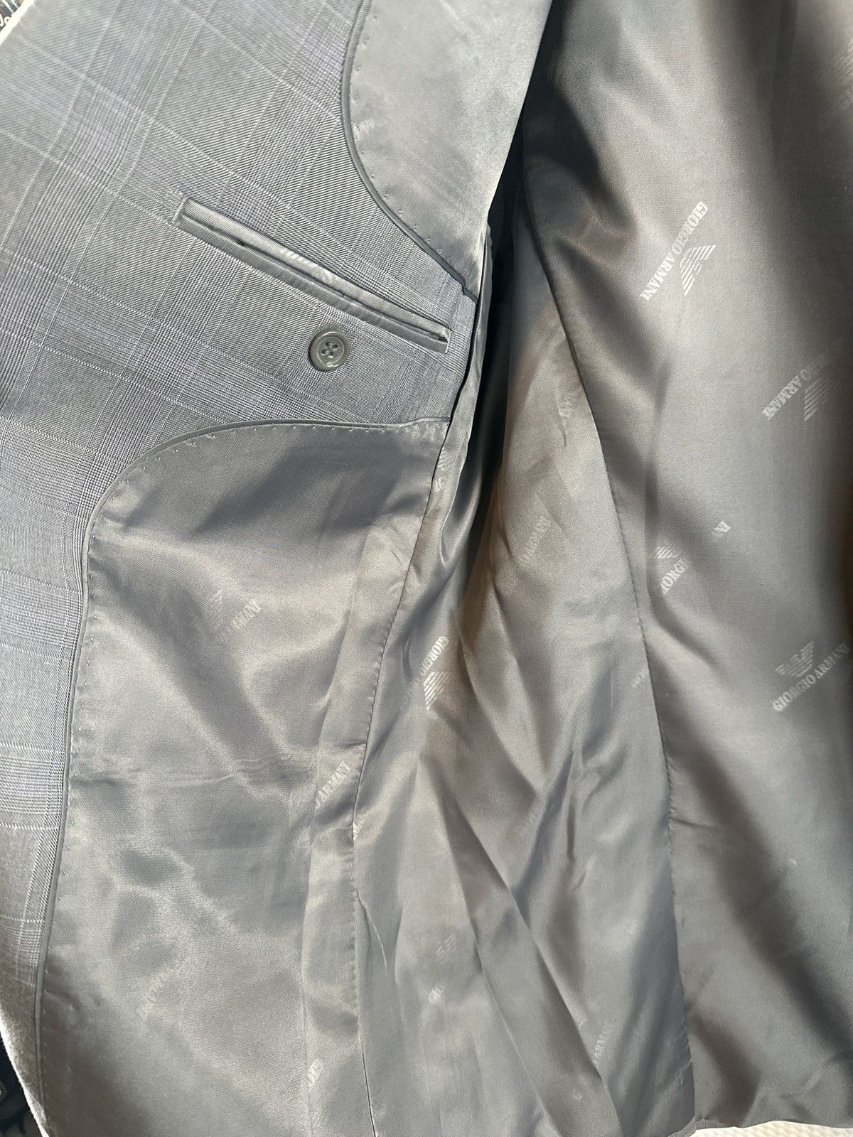Giorgio Armani Giorgio Armani Le Collezioni Grey Plaid Wool Blazer Size 42R - 7 Thumbnail
