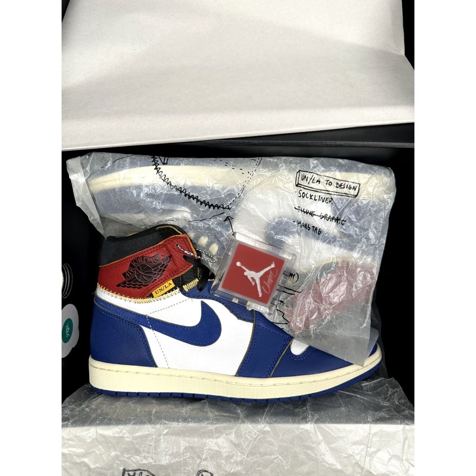Jordan Brand VINTAGE? Nike Jordan 1 Retro High x Union Storm Blue 2018 Mens 10 Brand New DS With Receipt Size US 9 / EU 42 - 4 Thumbnail