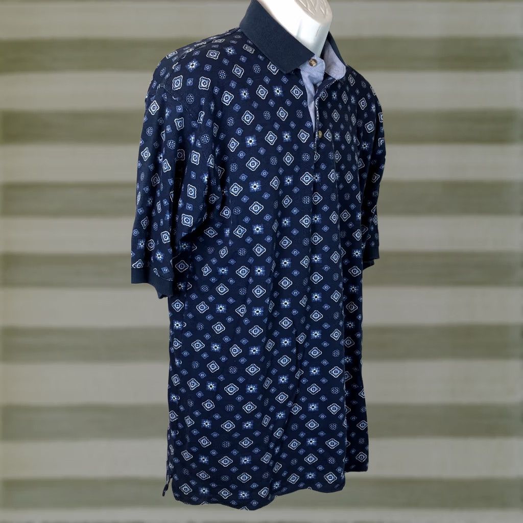 Vintage John Ashford Shirt Mens M Blue polo Geo button neck short sleeve Preppy Golf Sporty Size US M / EU 48-50 / 2 - 1 Thumbnail
