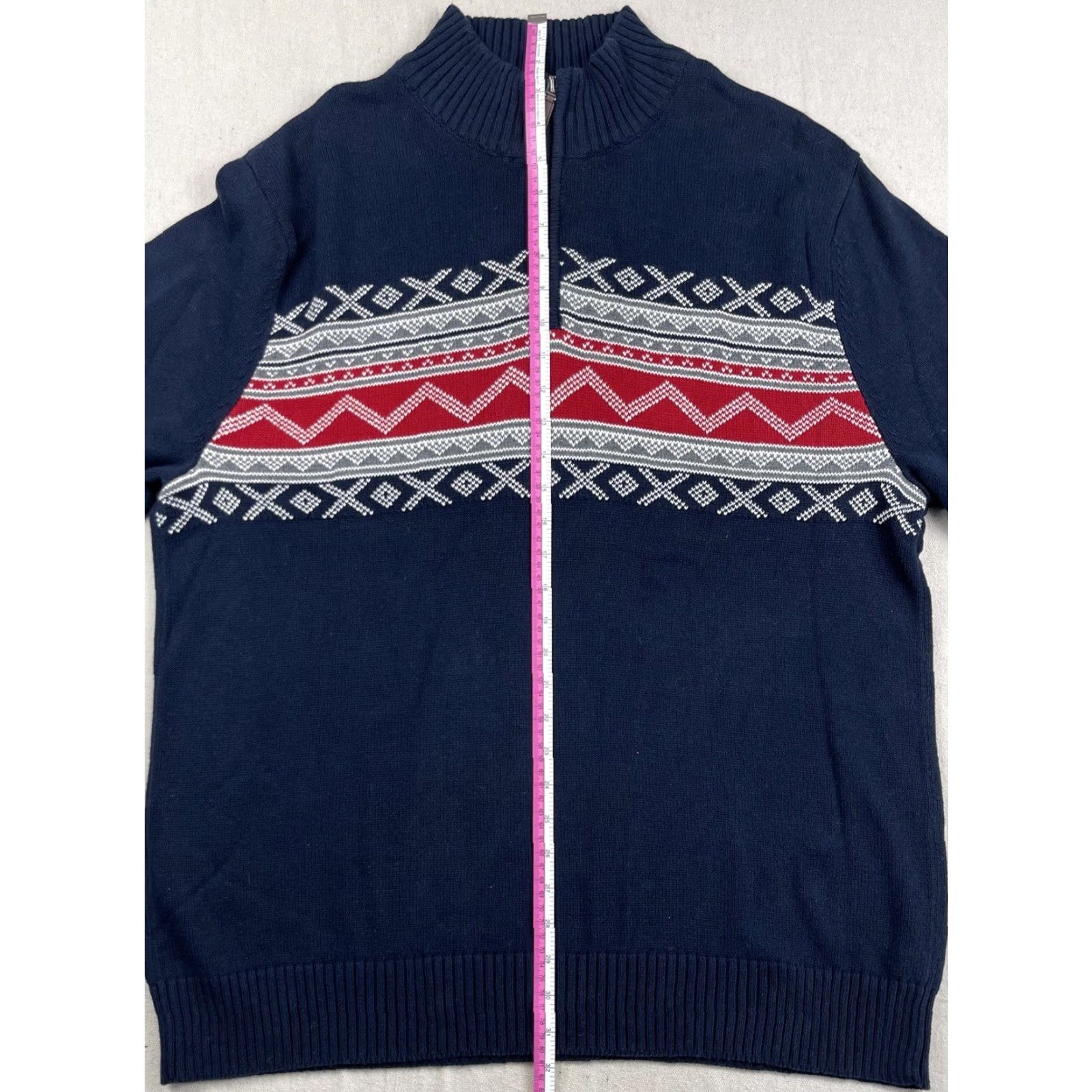 Dockers DOCKERS Men Sweater XL 1/4 Zip Pullover Argyle Aztec Navy Blue Red Gray Knit Size US XL / EU 56 / 4 - 6 Thumbnail