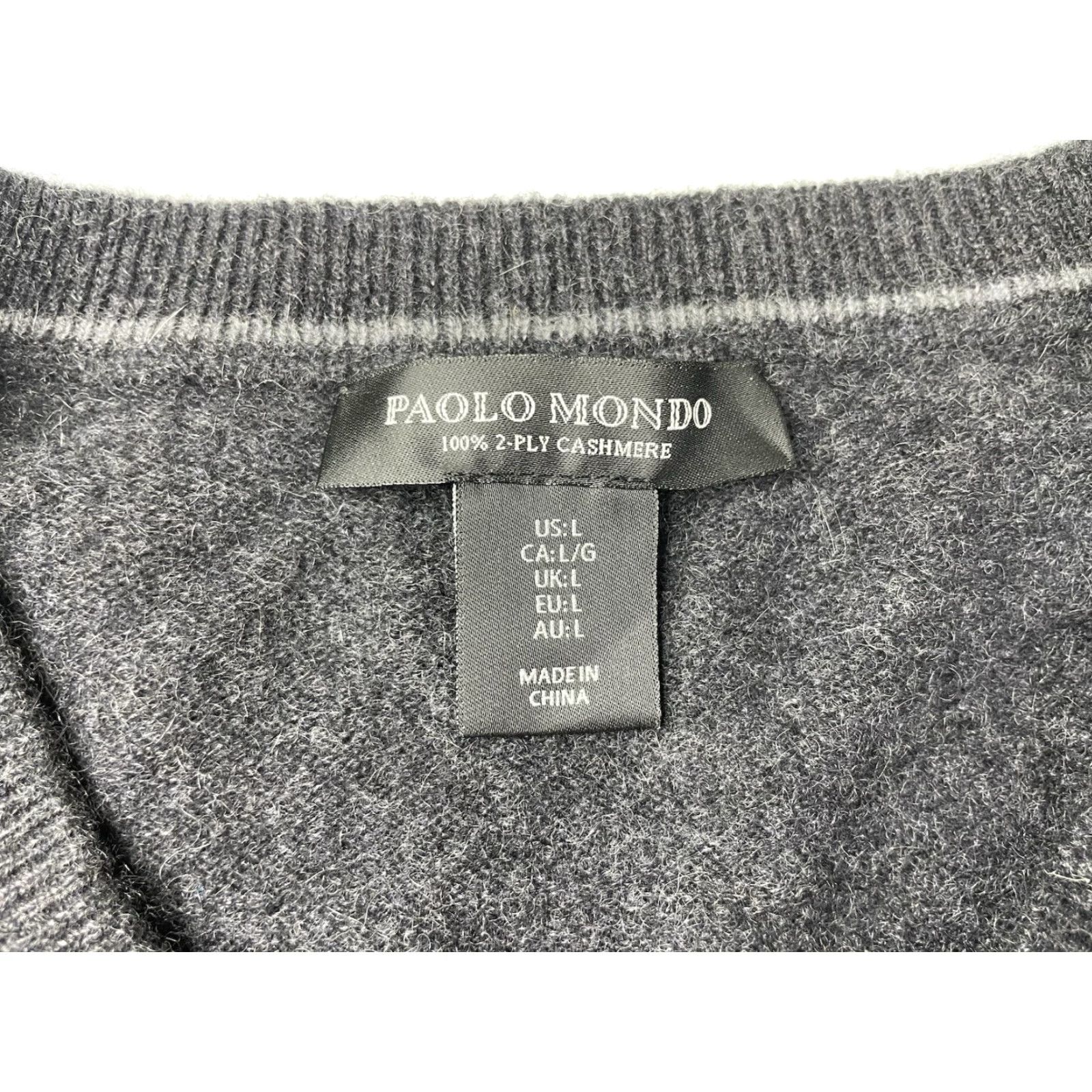 Vintage PAOLO MONDO V Neck 100% Cashmere Long Sleeve Sweater Gray Mens Large Size US L / EU 52-54 / 3 - 3 Thumbnail