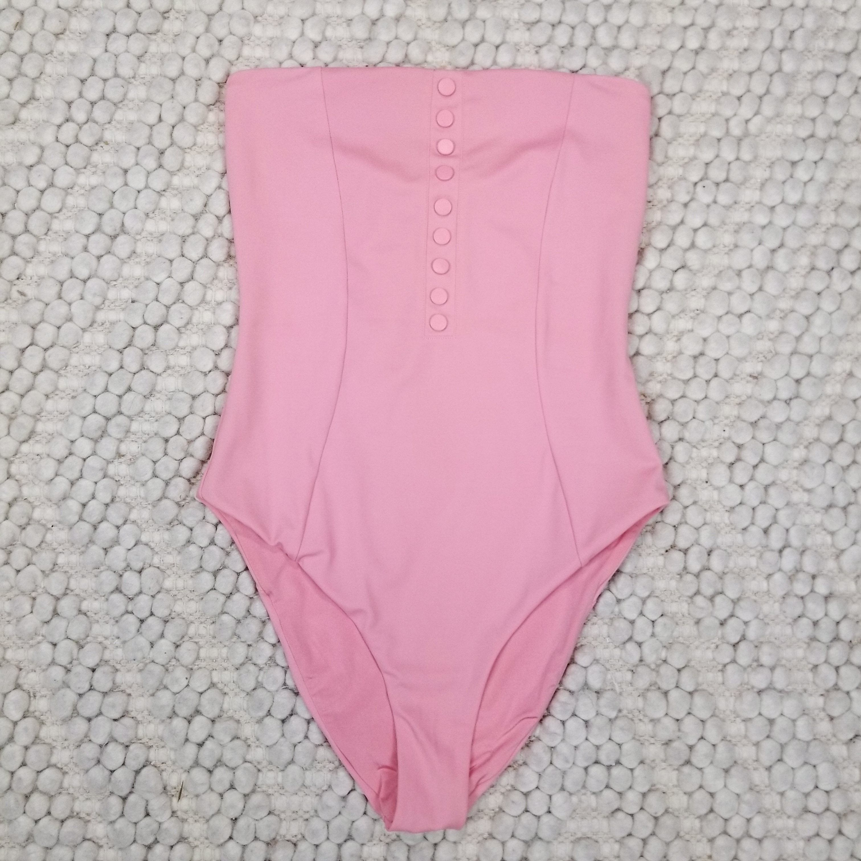 Onia Adrienne Button-Embellished Bandeau Swimsuit Rosette Sz S Size ONE SIZE - 5 Thumbnail
