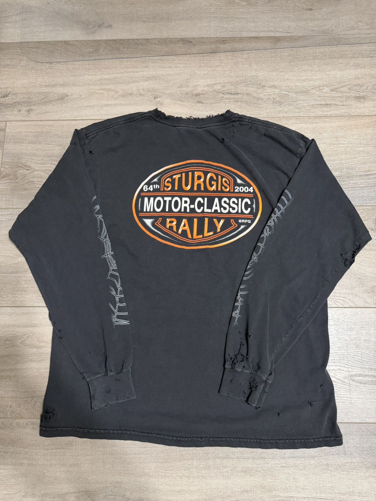 Harley Davidson Vintage Spider Web Biker Long Sleeve Size US XL / EU 56 / 4 - 2 Thumbnail