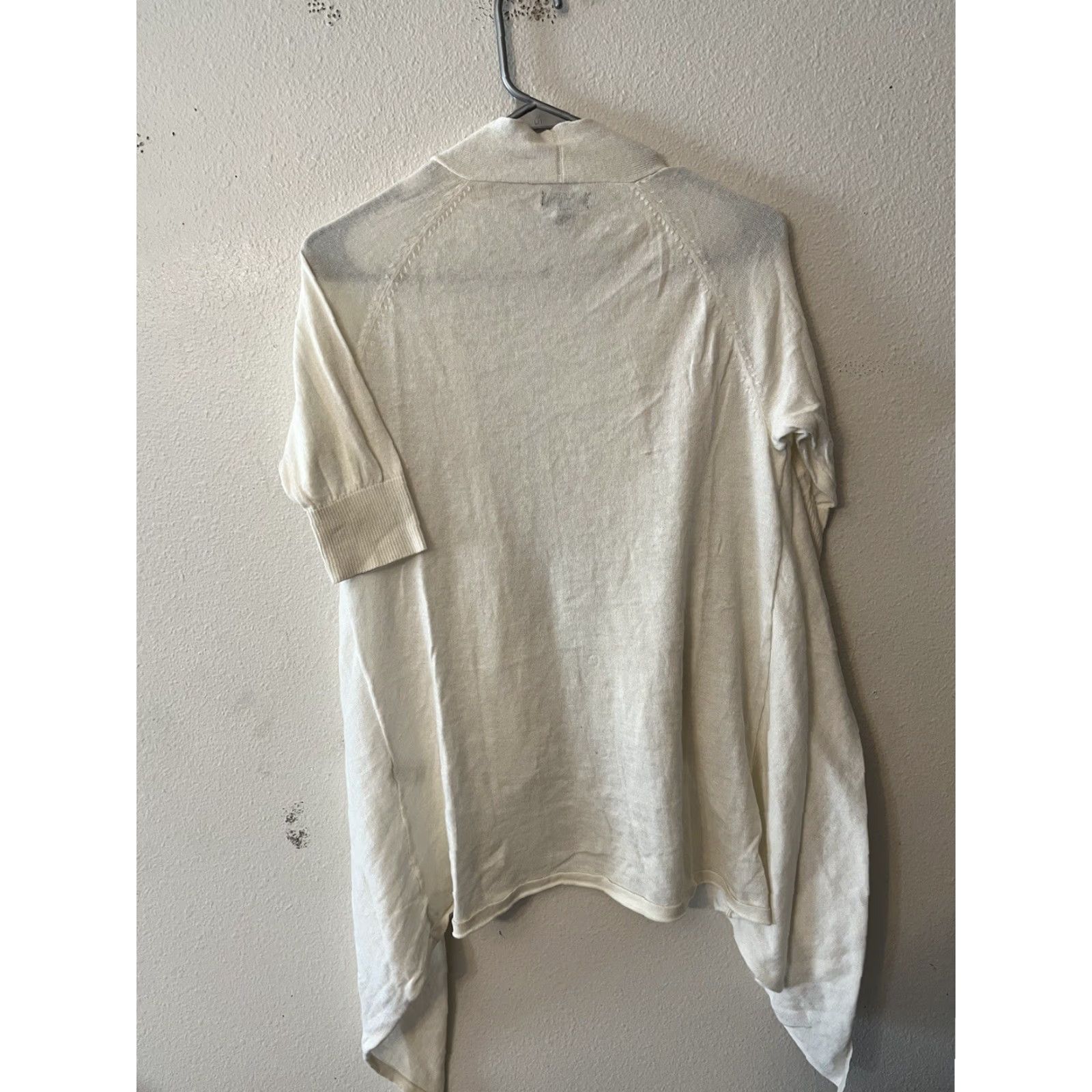 Express Express Open Cardigan Sweater Women’s Large Ivory Solid Short Sleeve Classic Size L / US 10 / IT 46 - 2 Thumbnail