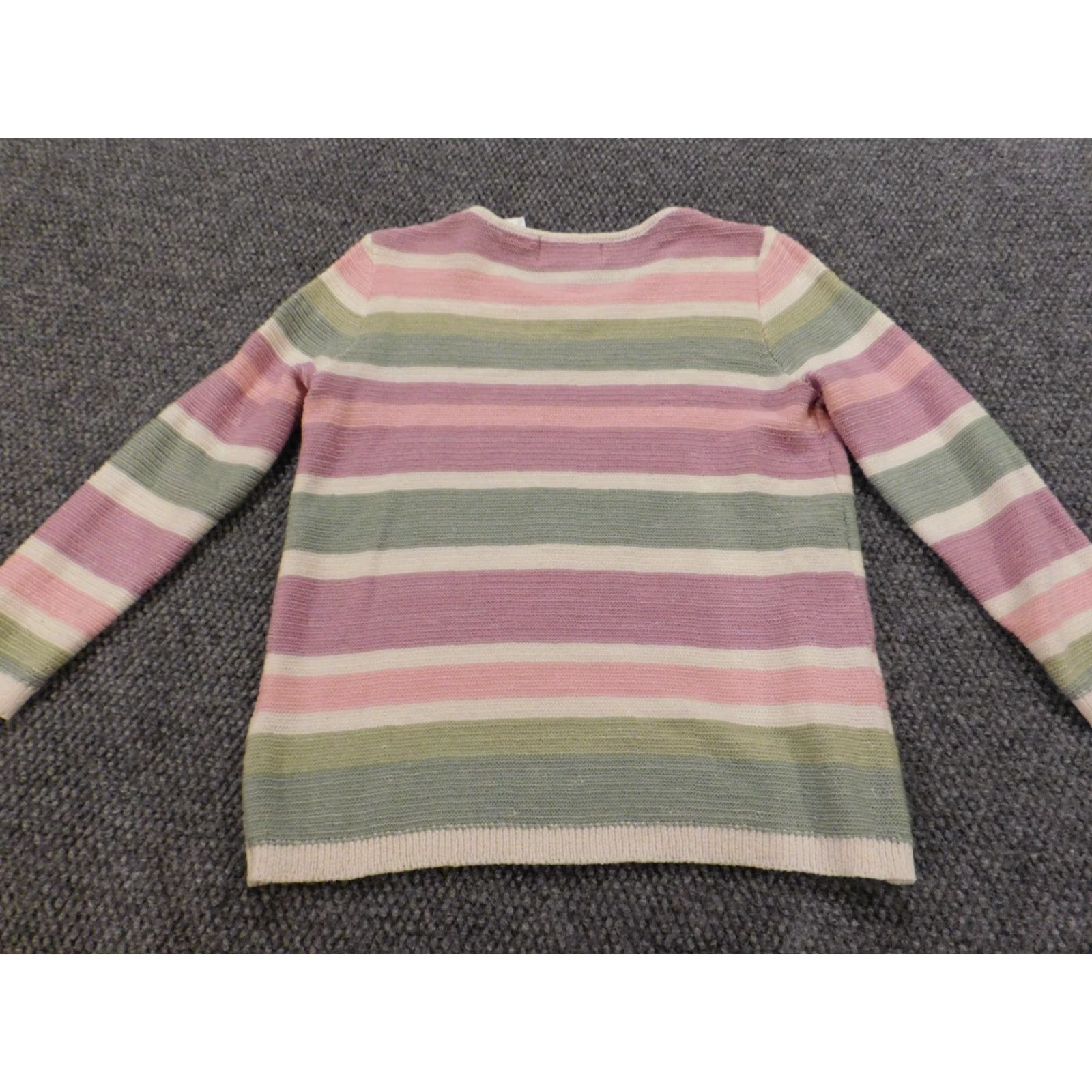 Vintage Alfred Dunner Womens Sweater PS Petites Pink Crewneck Striped Cap Sleeve Long Sleeve Pullover Knit Size S / US 4 / IT 40 - 7 Thumbnail