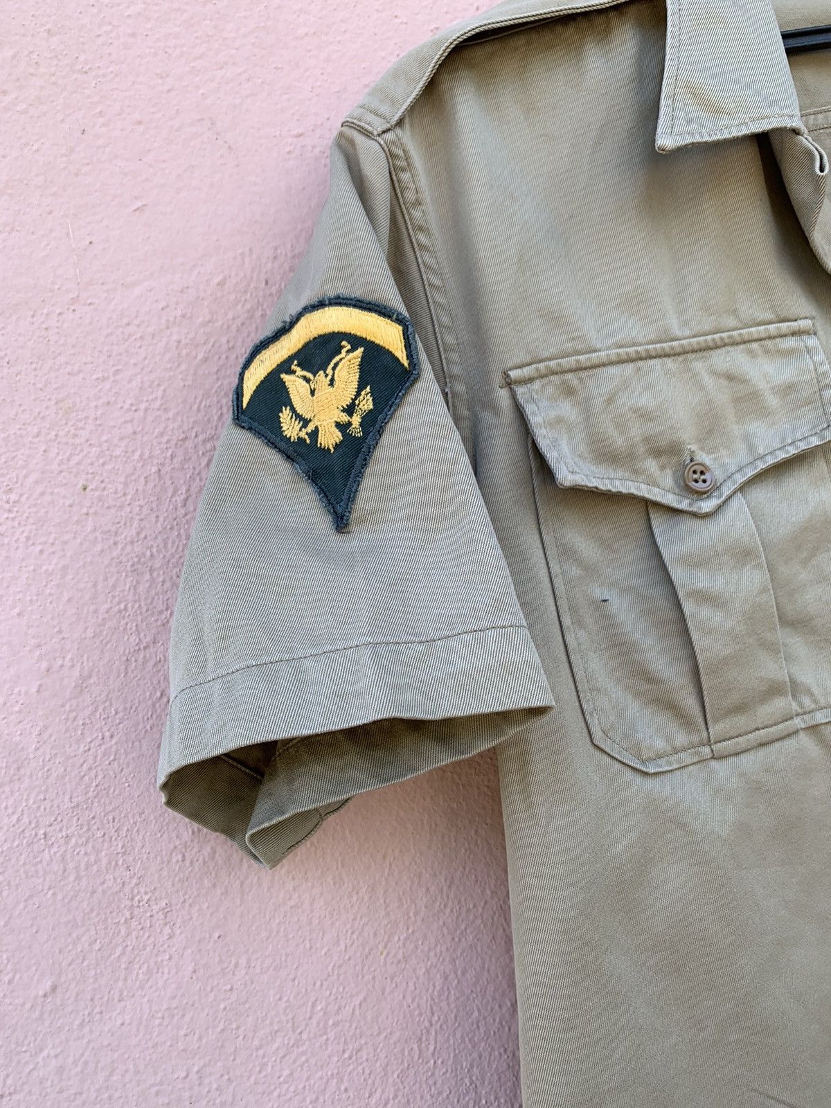 Vintage VINTAGE KHAKI ARMY SHIRT 50s Size US M / EU 48-50 / 2 - 3 Thumbnail