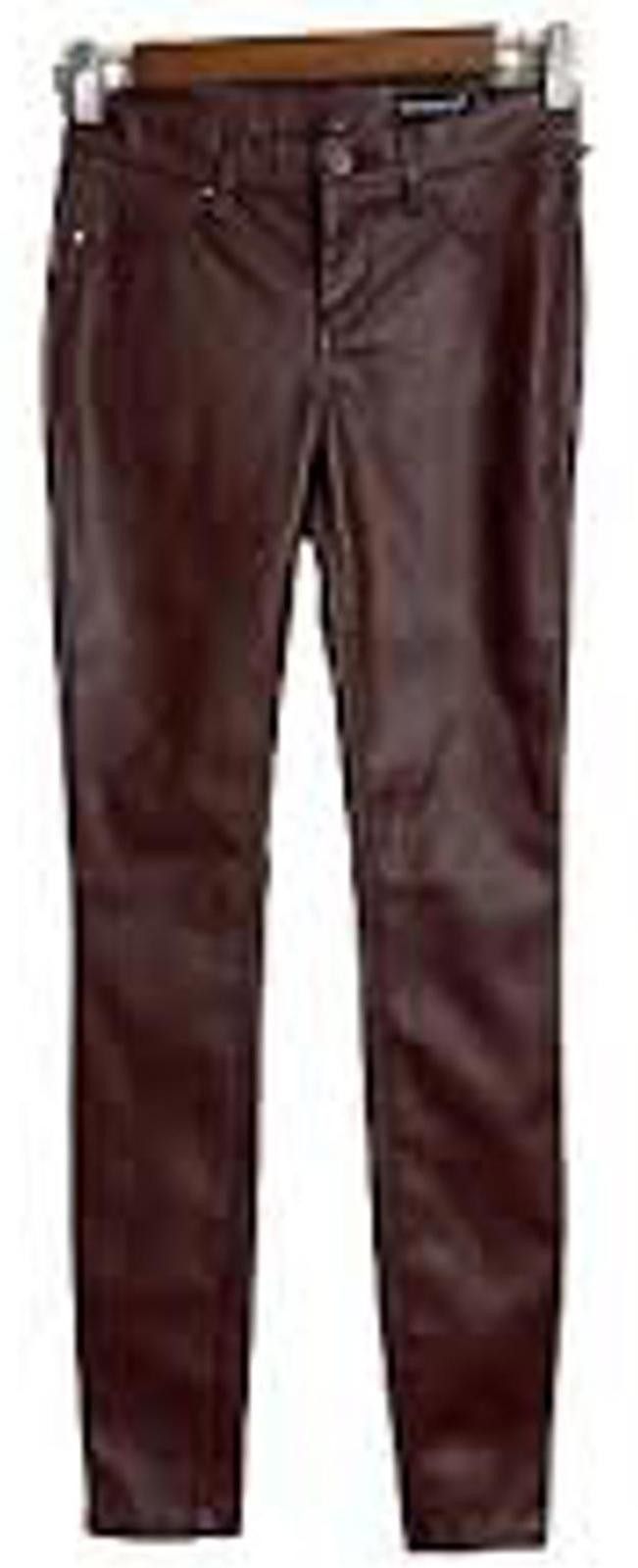 BLANKNYC Blank NYC Faux Vegan Leather Oxblood Brown Skinny Jean Pant Size 28" / US 6 / IT 42 - 2 Thumbnail