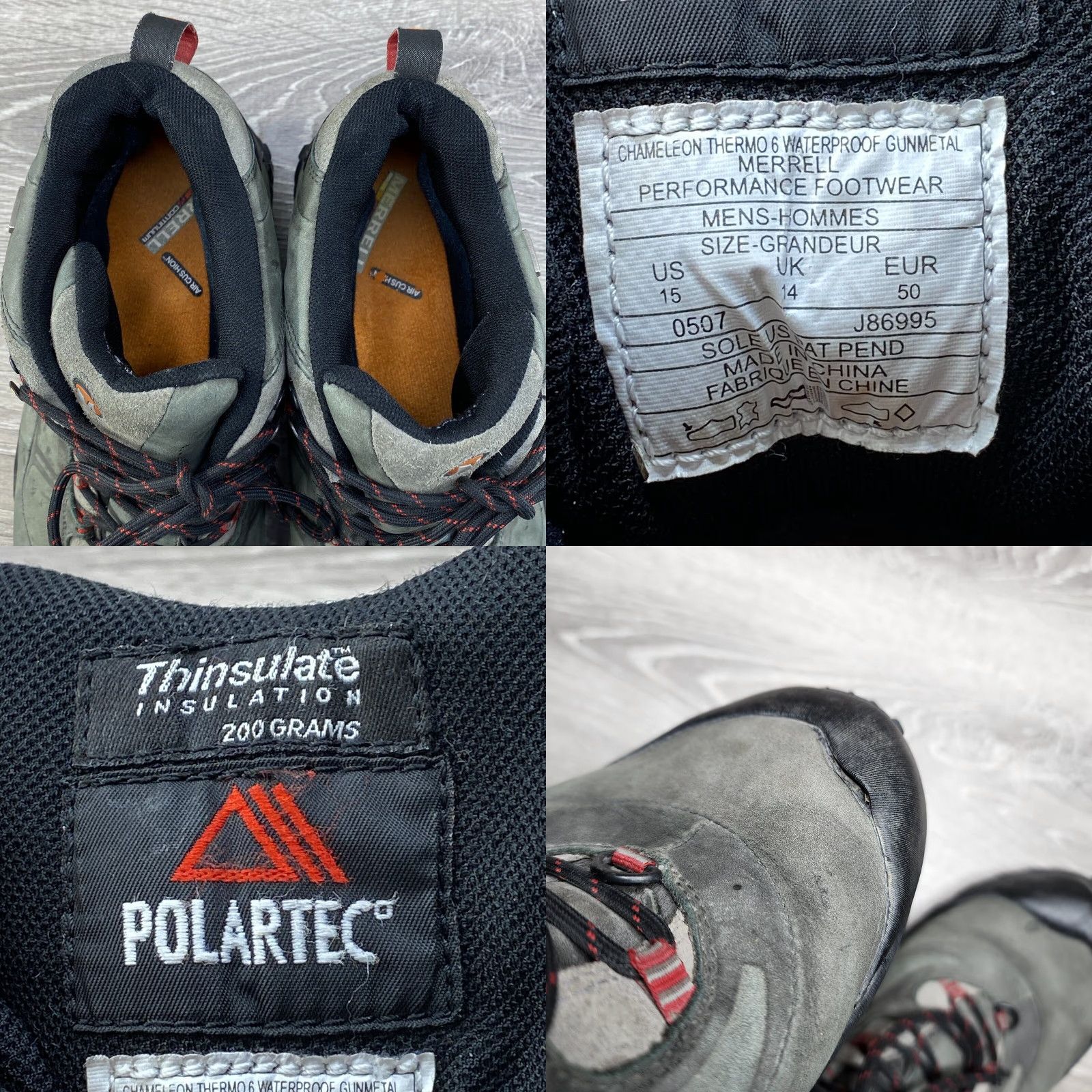 Merrell Merrell Polartec Thinsulate CONTINUUM Waterproof Boot Mens 15 Gray Vibram J86995 Size US 14 / EU 47 - 8 Thumbnail