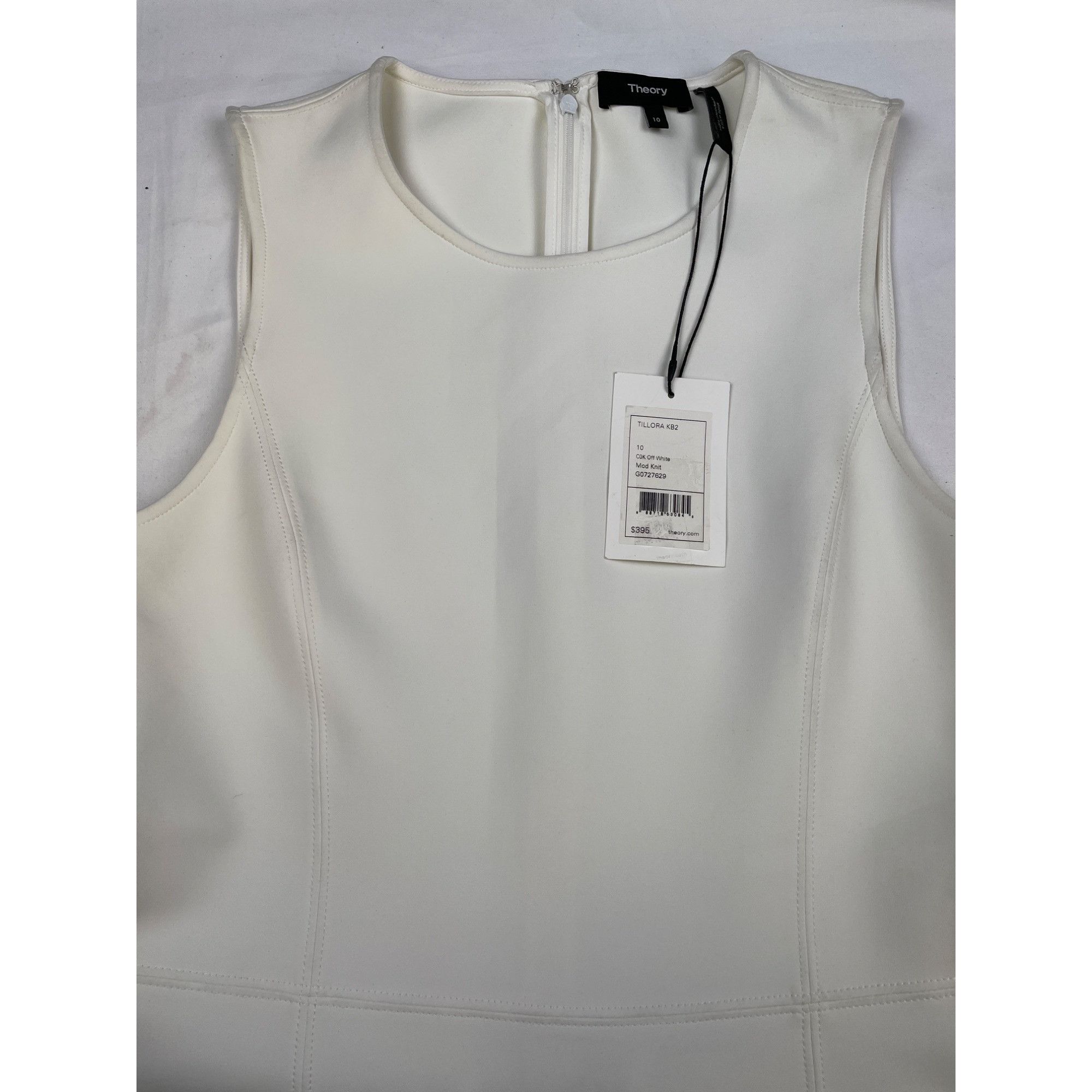 Theory Theory Women's White Sleeveless Dress Fit & Flare Mini Size Size L / US 10 / IT 46 - 4 Thumbnail