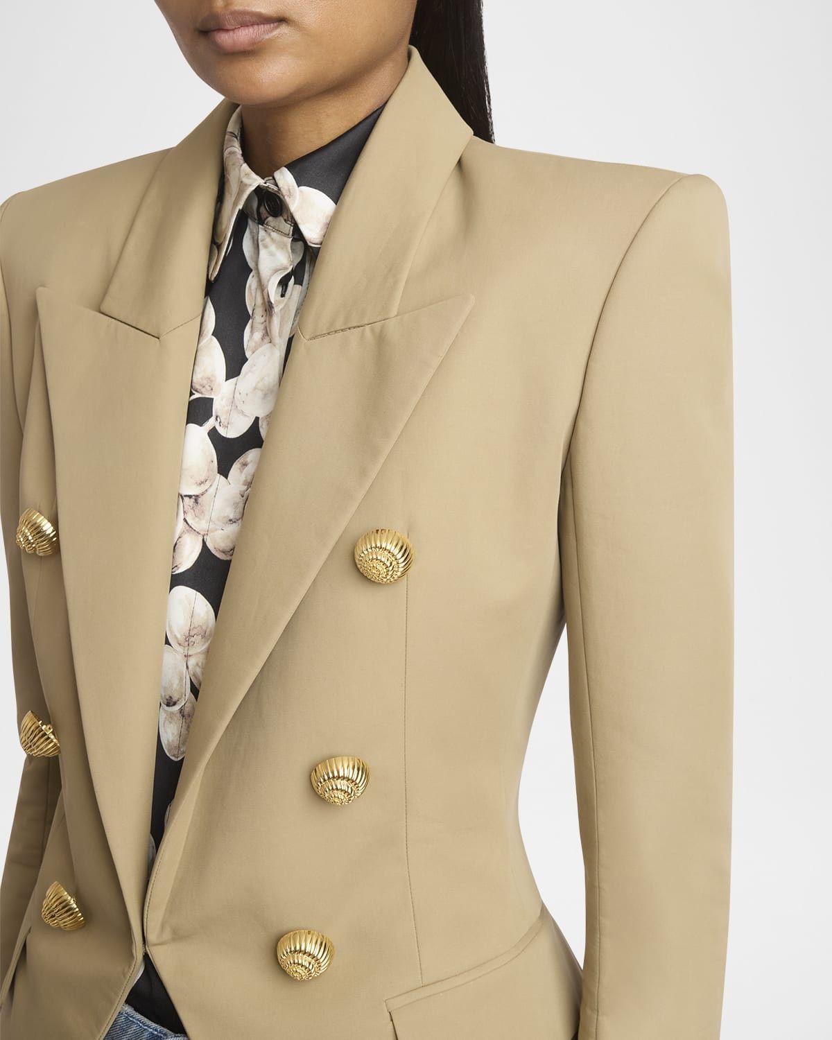 Balmain o1s1wg111025 6-Button Cotton Blazer in Beige Size L / US 10 / IT 46 - 5 Thumbnail