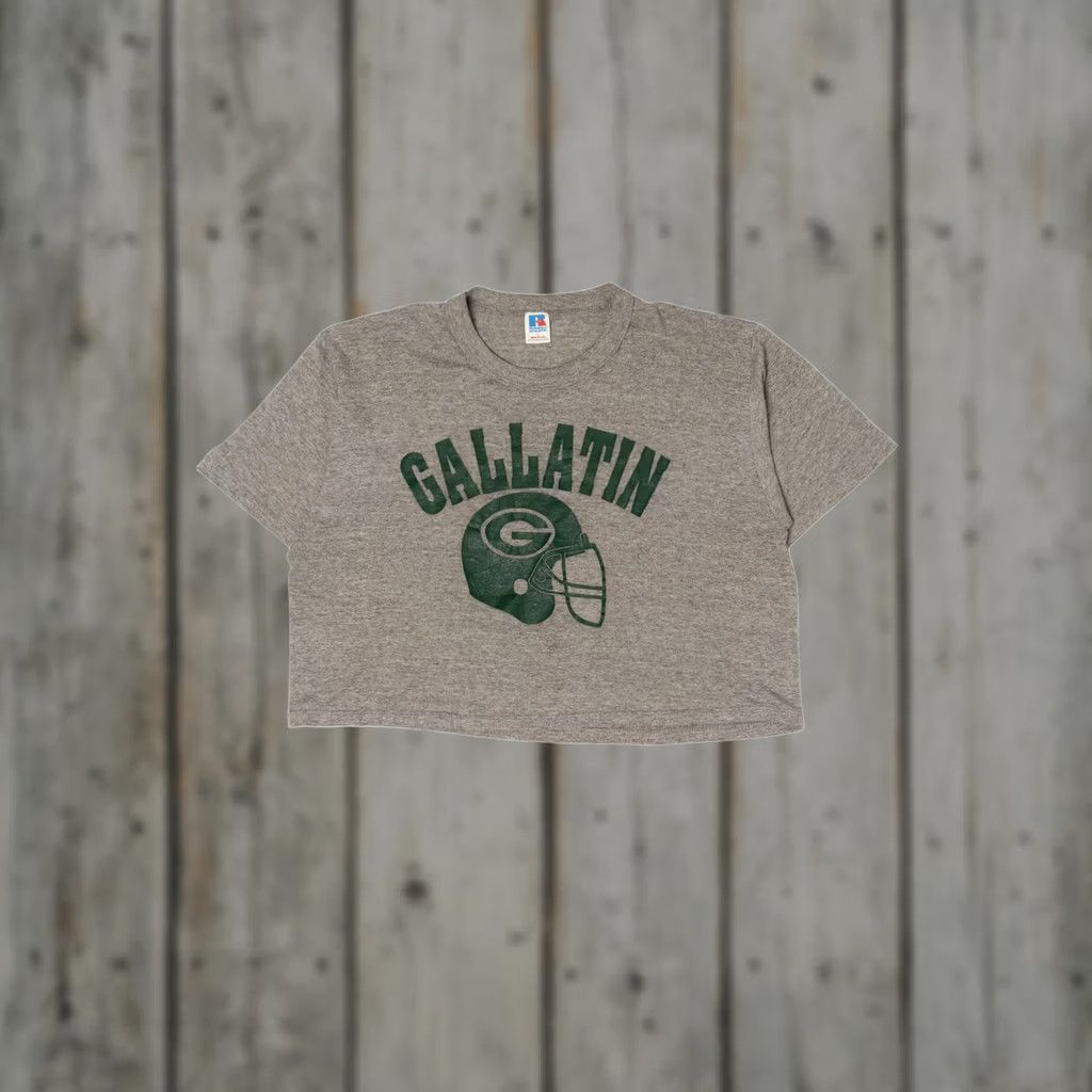 Russell Athletic VINTAGE Russell Athletic Gallatin High School Football Crop Top T-Shirt Mens Large Grey 1990s Size US L / EU 52-54 / 3 - 1 Thumbnail