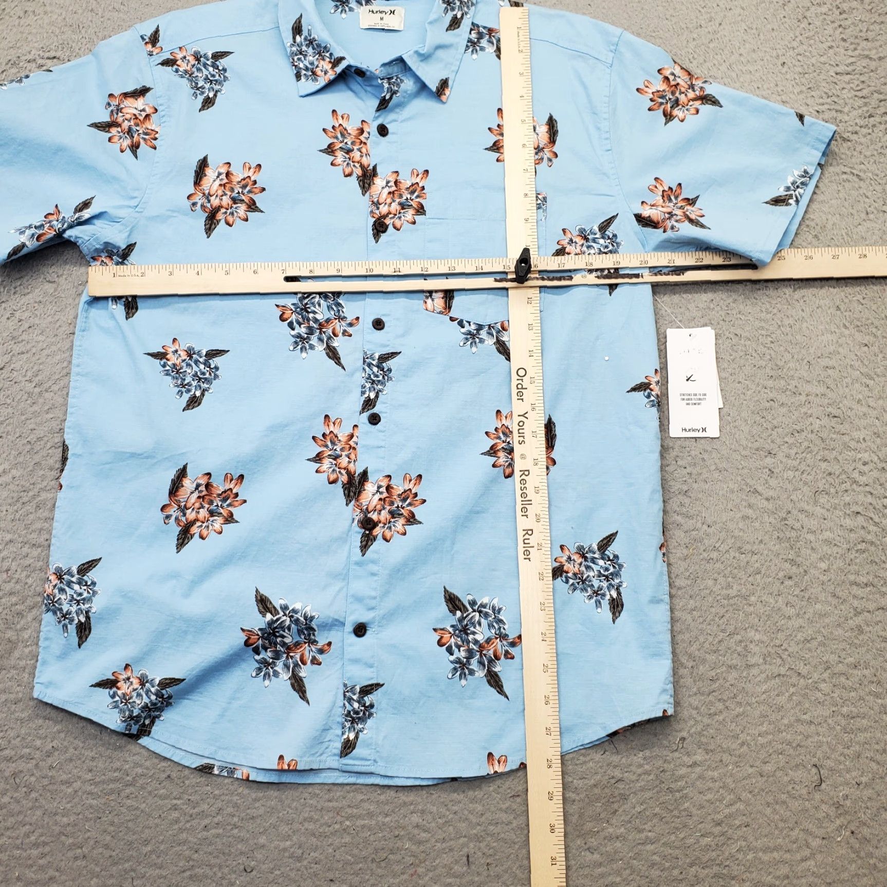 Hurley Hurley Shirt Men M Blue Floral OAO Lido Stretch Classic Button Up HSP25MMVS01865 Size US M / EU 48-50 / 2 - 3 Thumbnail
