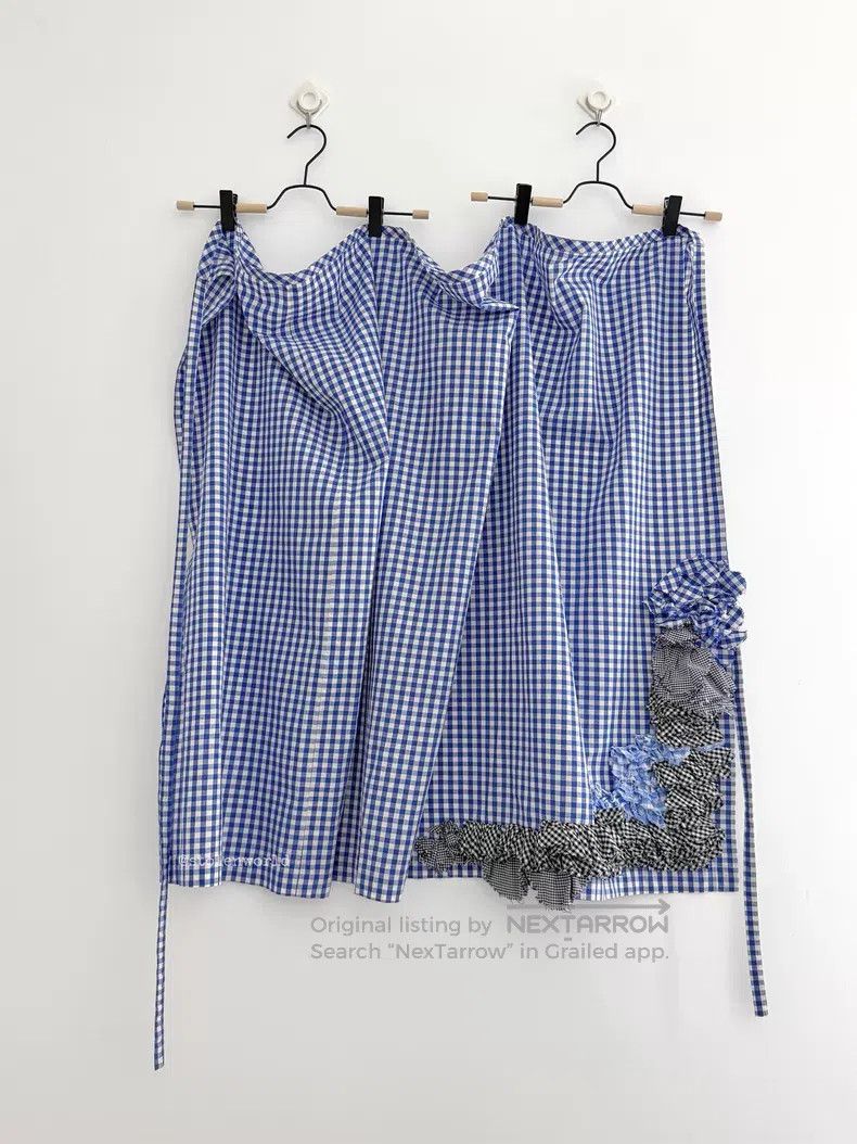 Comme des Garcons Comme Des Garcons size F Blue and White Plaid Flower Folded Size 22" - 4 Thumbnail