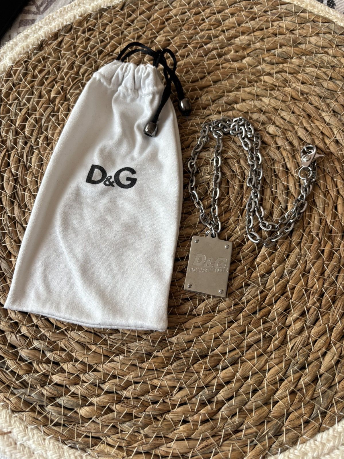 2000s Dolce & Gabbana Unclassifiable D&G Dog Tag Necklace