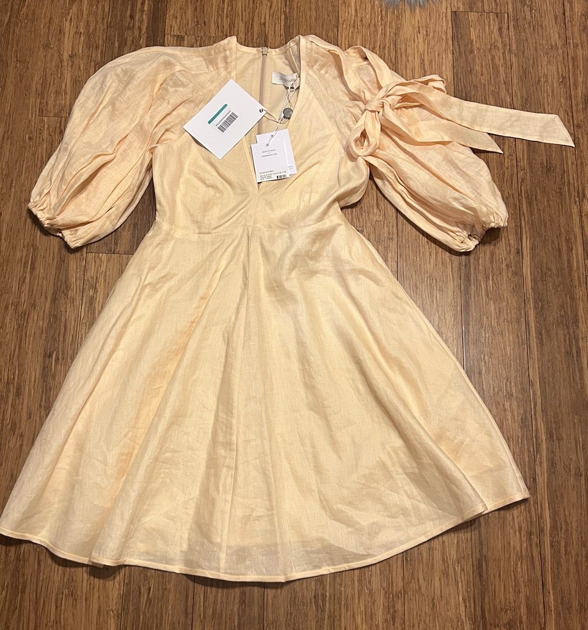 Zimmermann ZIMMERMANN Tie-detailed 100% Linen Mini Dress size 0P Size XS / US 0-2 / IT 36-38 - 4 Thumbnail
