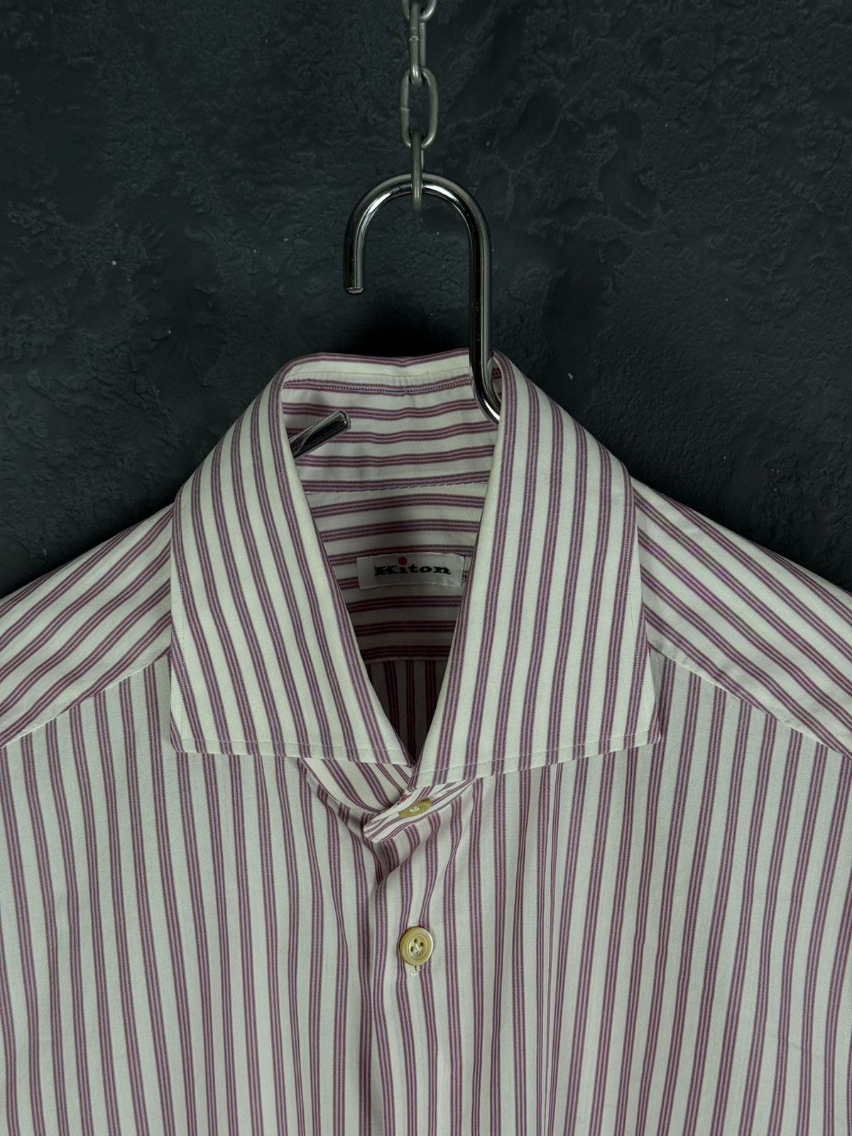 Kiton Kiton Men's Pink Stripe Cotton Long-Sleeve Button Shirt Size US L / EU 52-54 / 3 - 9 Thumbnail