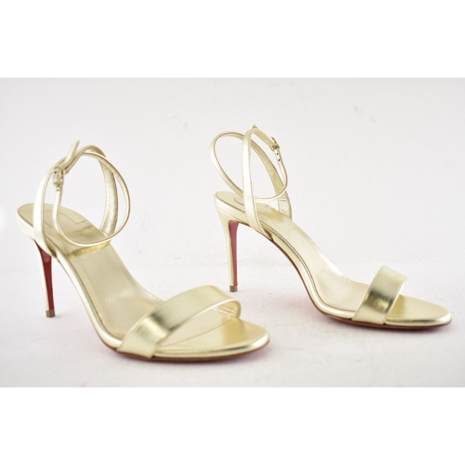 Christian Louboutin Christian Louboutin Loubigirl 85 Platine Gold Ankle Sandal Size US 5.5 / IT 35.5 - 4 Thumbnail