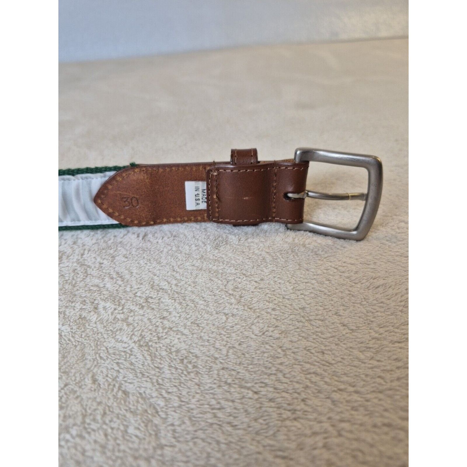 & Other Stories Reel Point Shelter Island Men's Belt Size 30 Green Alligator Size 30 - 8 Thumbnail