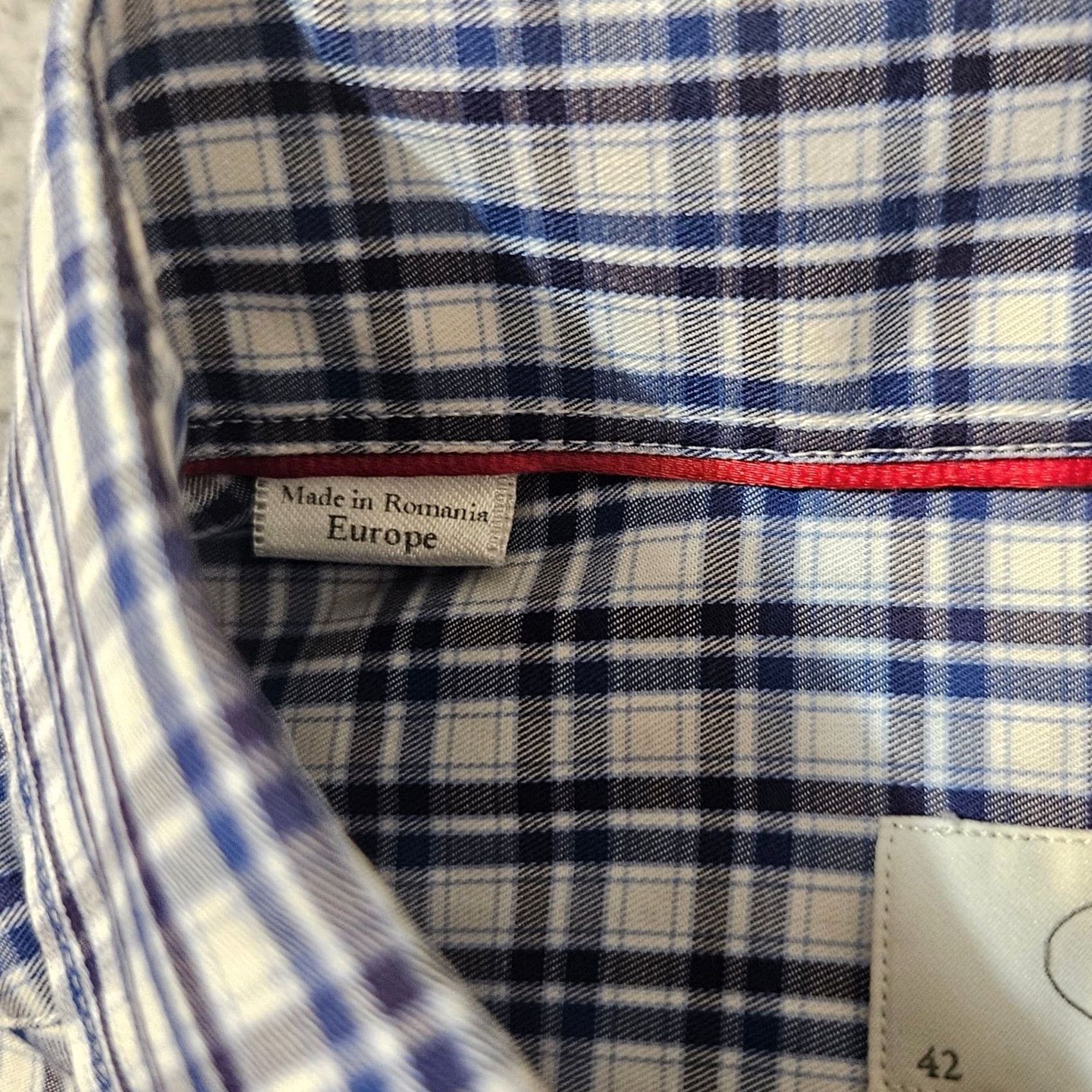 Eton Eton Shirt Mens 16.5 42 Slim Fit Dress Button Down Plaid Check Blue White Size 46R - 5 Thumbnail