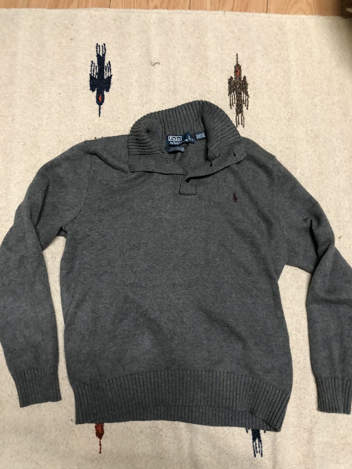 Polo Ralph Lauren × Vintage Polo Ralph Lauren Knit Sweater with shawl Collar Heather Size US L / EU 52-54 / 3 - 4 Thumbnail