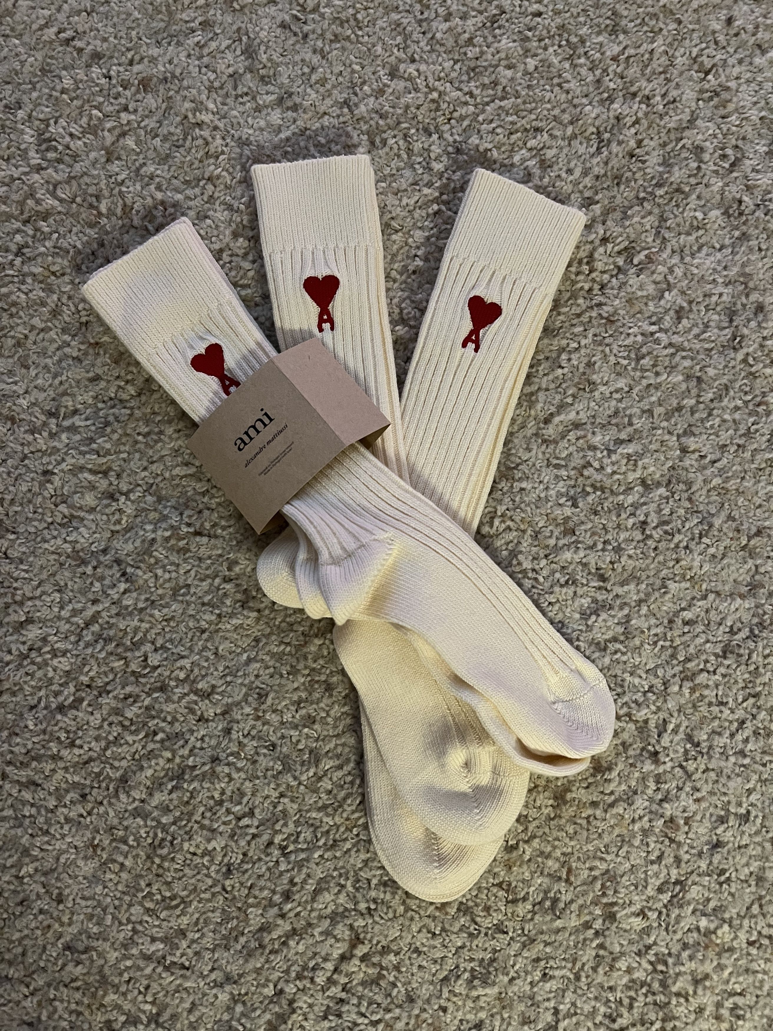 AMI Three-Pack Off-White Cotton Socks Size ONE SIZE - 1 Preview
