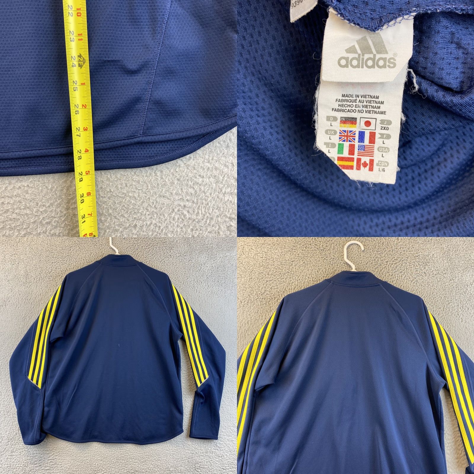 Adidas Adidas Golf Mens Climalite 1/4 Zip Pullover Long Sleeve Blue L Yellow /40-54 Size US L / EU 52-54 / 3 - 8 Thumbnail