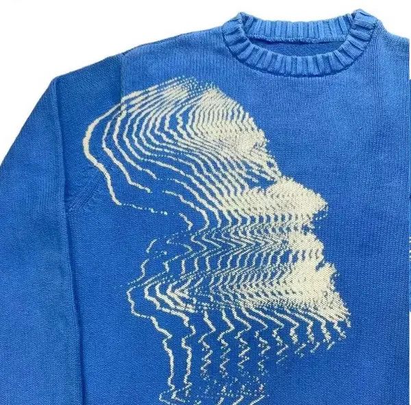 VIBE Vintage sweater with a girl's face Size US M / EU 48-50 / 2 - 2 Thumbnail